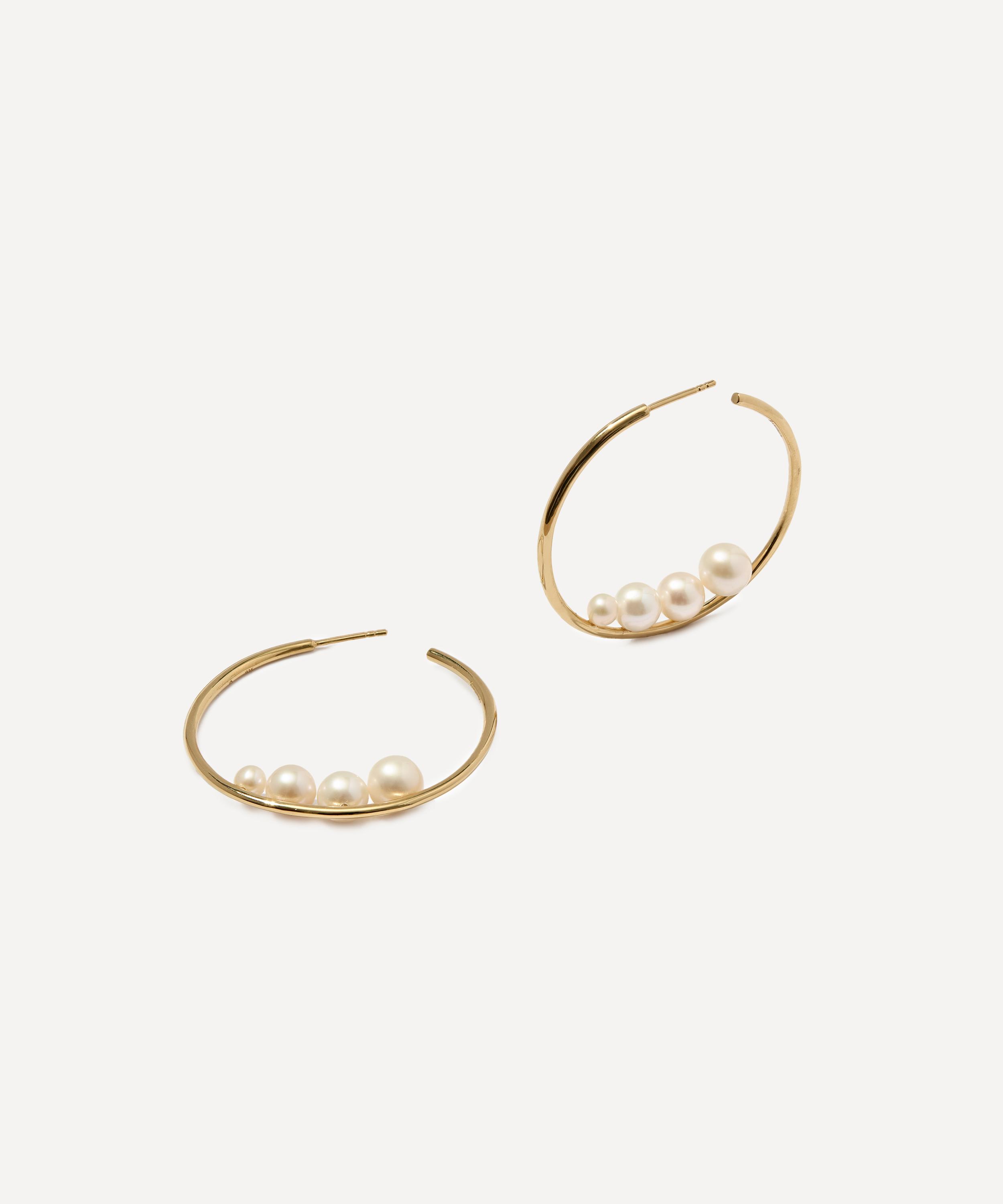 Otiumberg - 14ct Gold-Plated Vermeil Silver Large Pearl Hoop Earrings image number 0