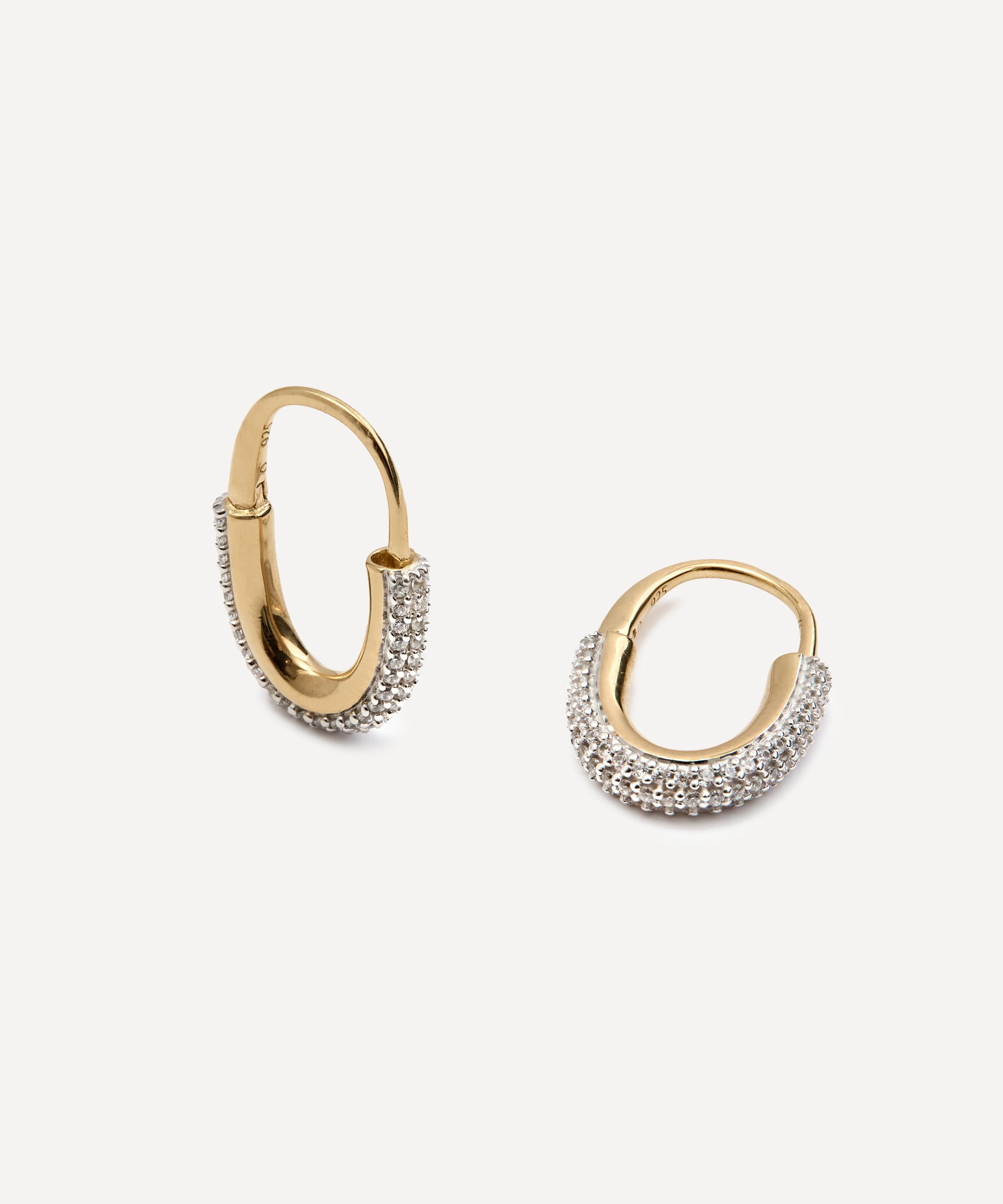 Otiumberg - 14ct Gold-Plated Vermeil Silver Roscida Pavé Oval Hoop Earrings image number 0