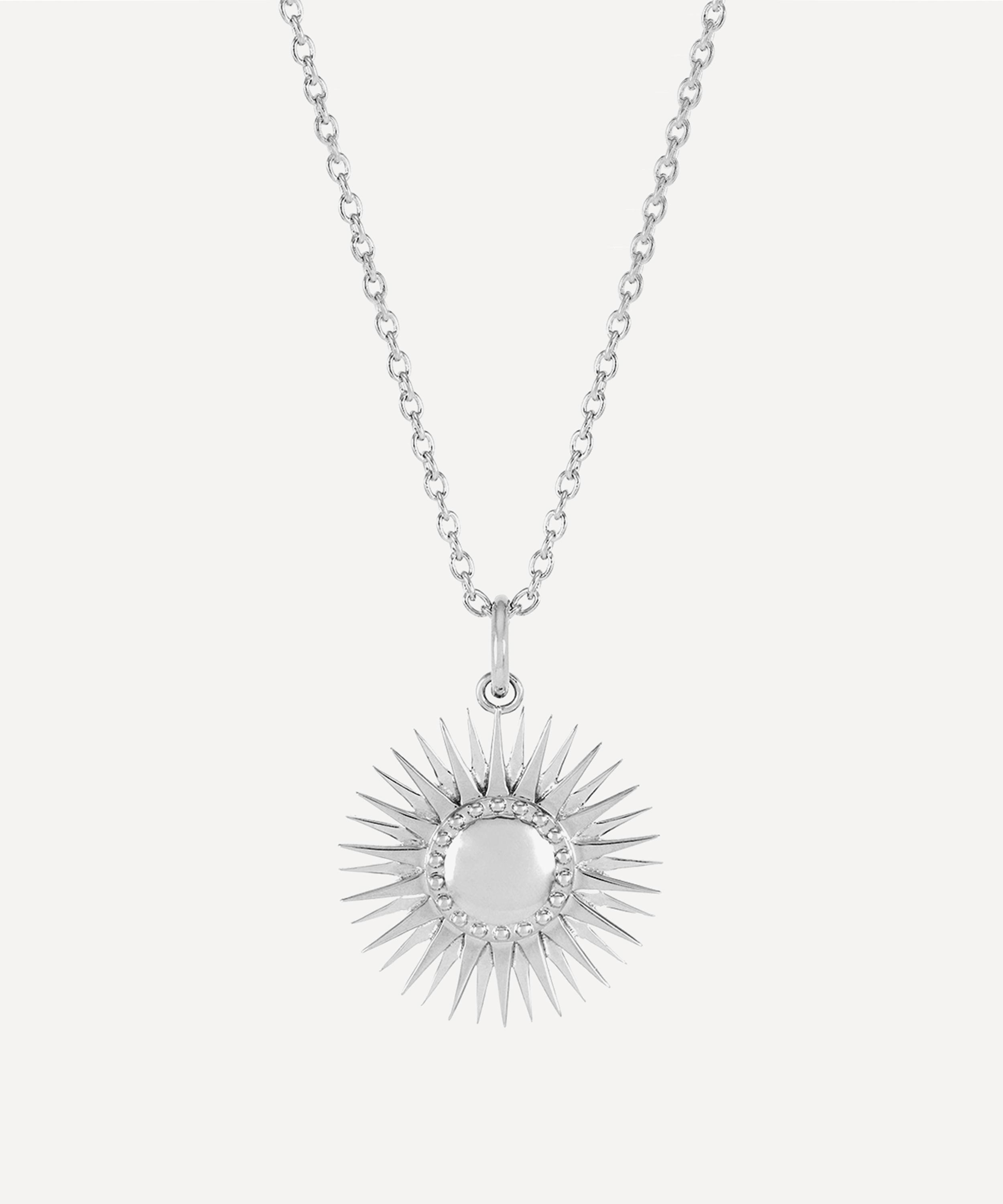 Rachel Jackson - Sterling Silver Personalised Art Deco Sun Pendant Necklace image number 0