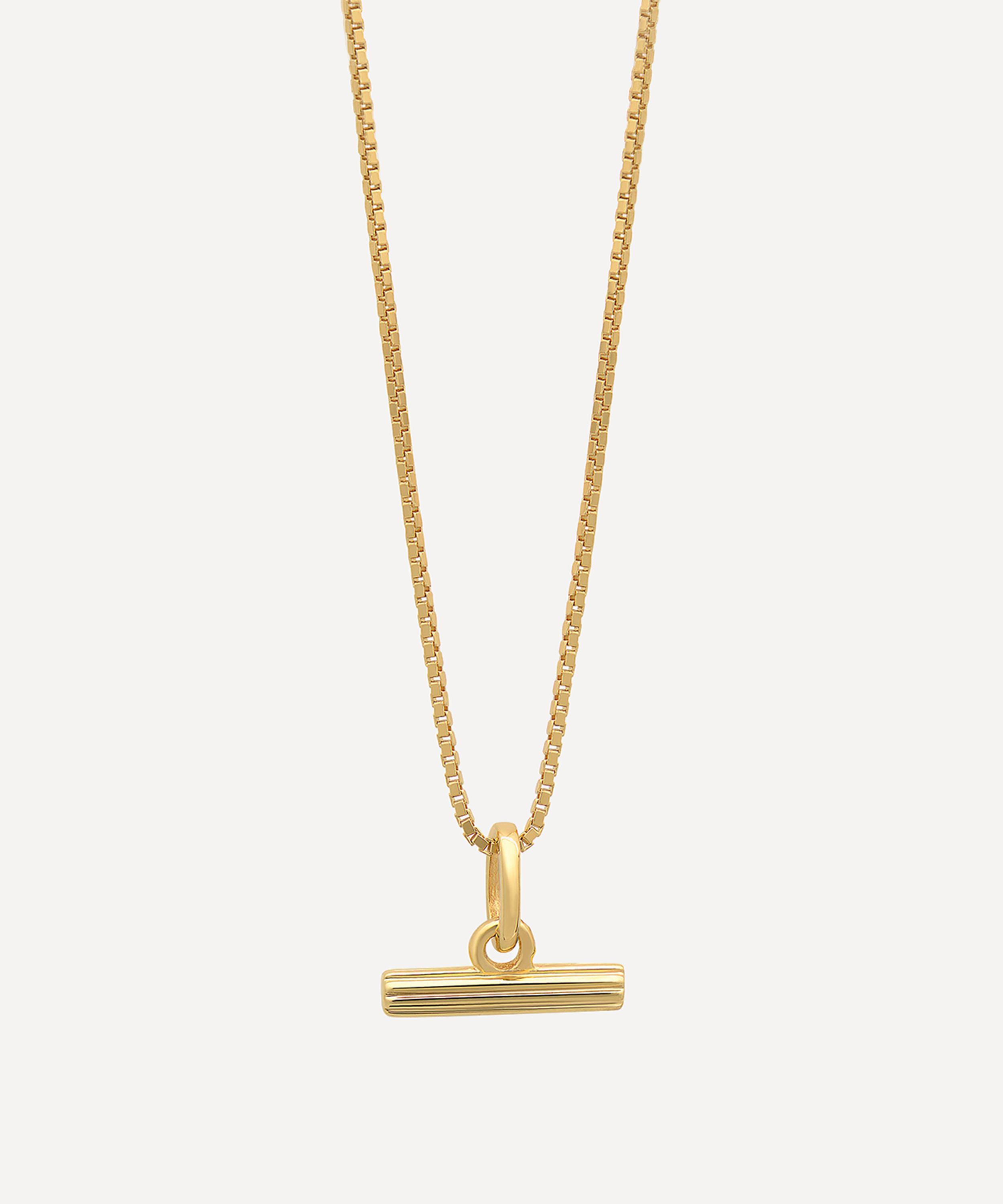 Rachel Jackson - 22ct Gold-Plated Mini T-Bar Pendant Necklace image number 0