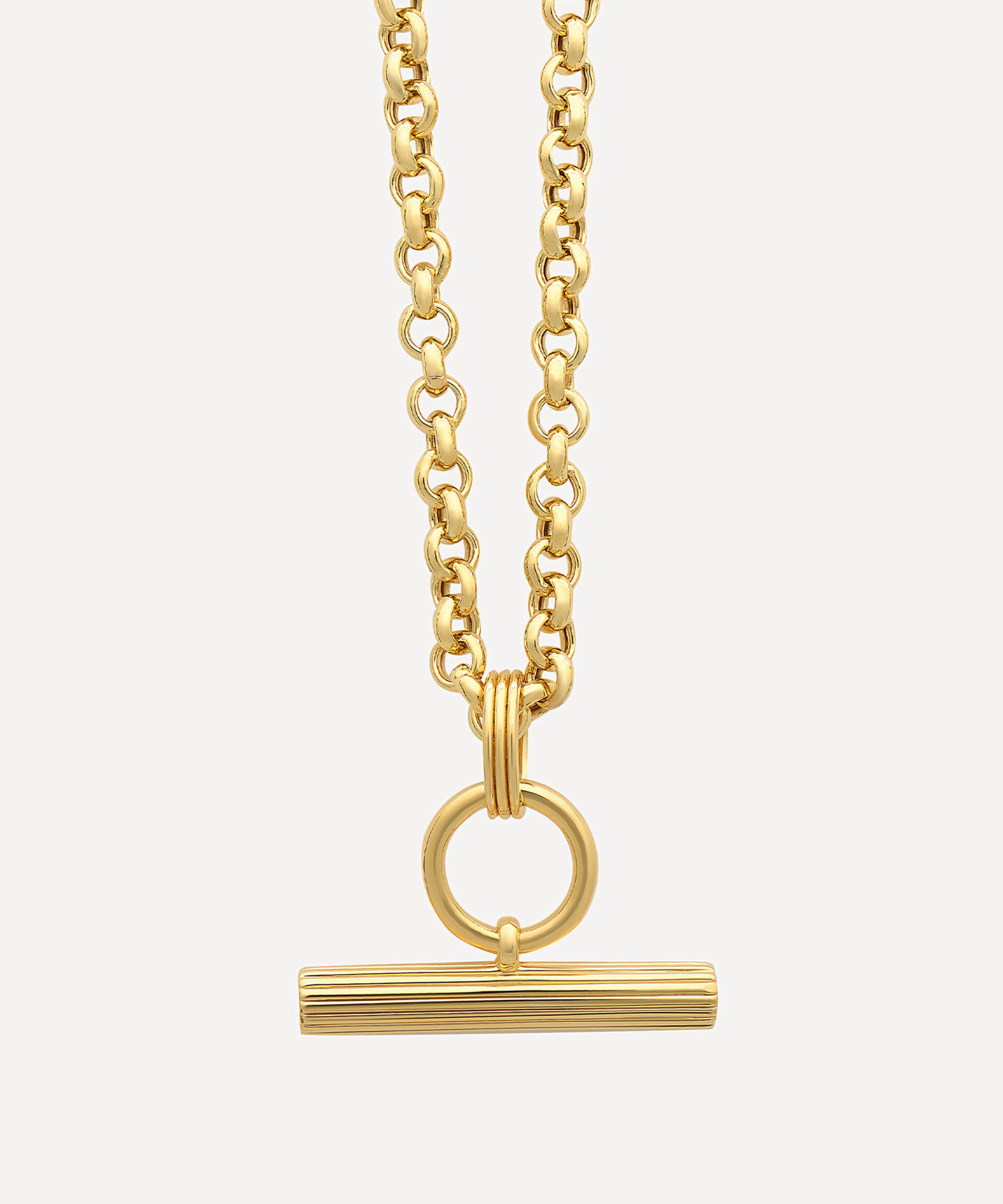 Rachel Jackson - 22ct Gold-Plated Mini T-Bar Pendant Necklace image number 2