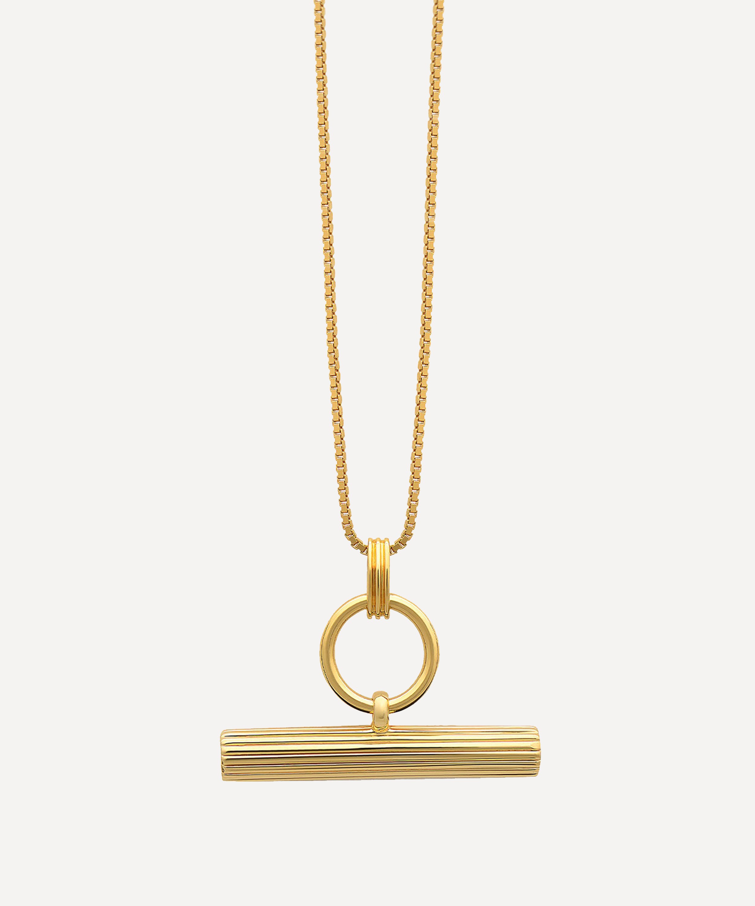 Rachel Jackson - 22ct Gold-Plated Personalised T-Bar Pendant Necklace image number 0