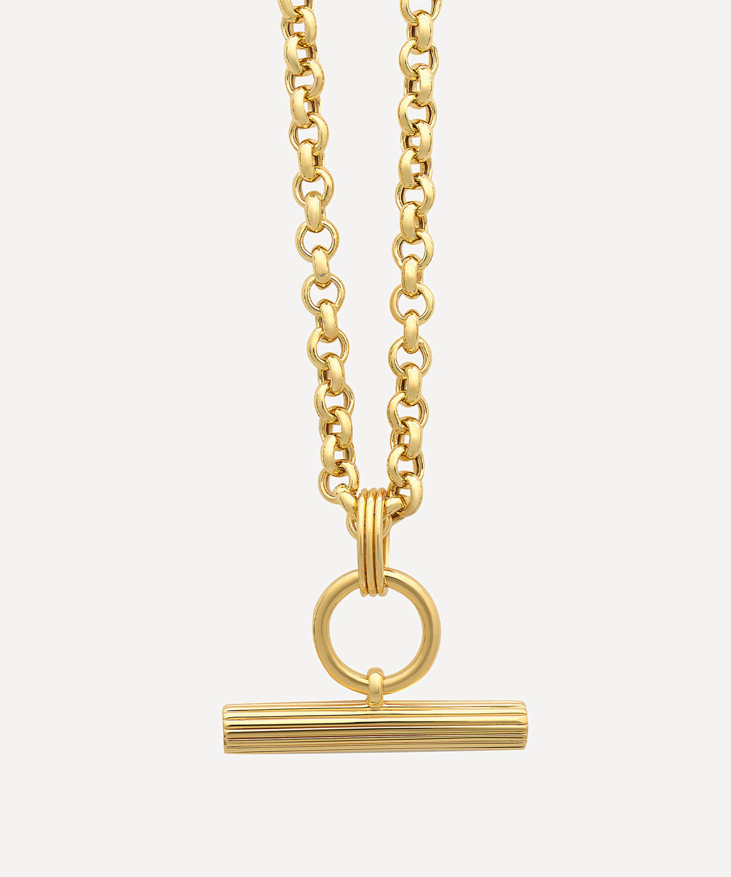 Rachel Jackson - 22ct Gold-Plated Chunky Personalised T-Bar Pendant Necklace image number 0