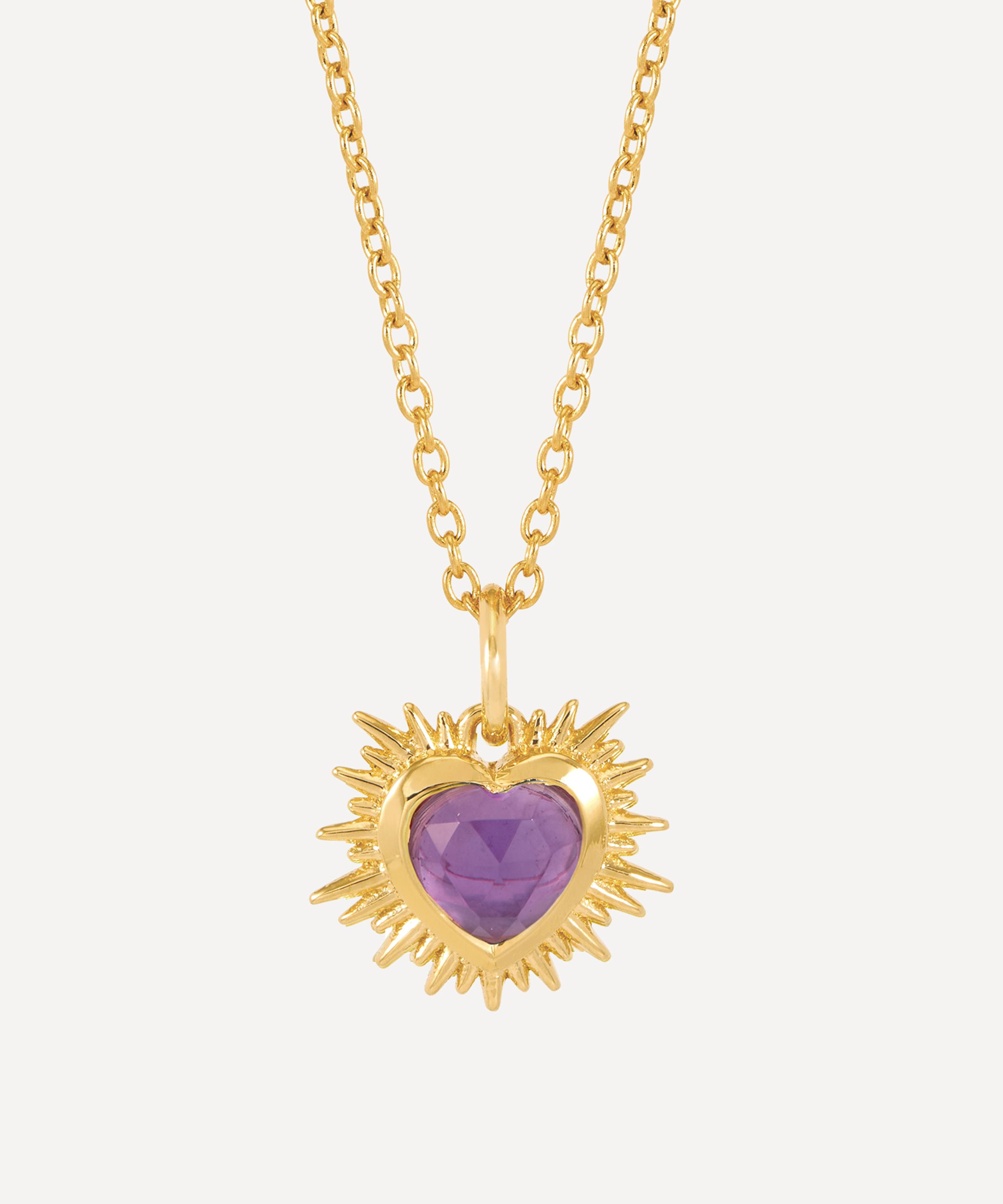 Rachel Jackson - 22ct Gold-Plated Electric Love February Birthstone Necklace image number 0