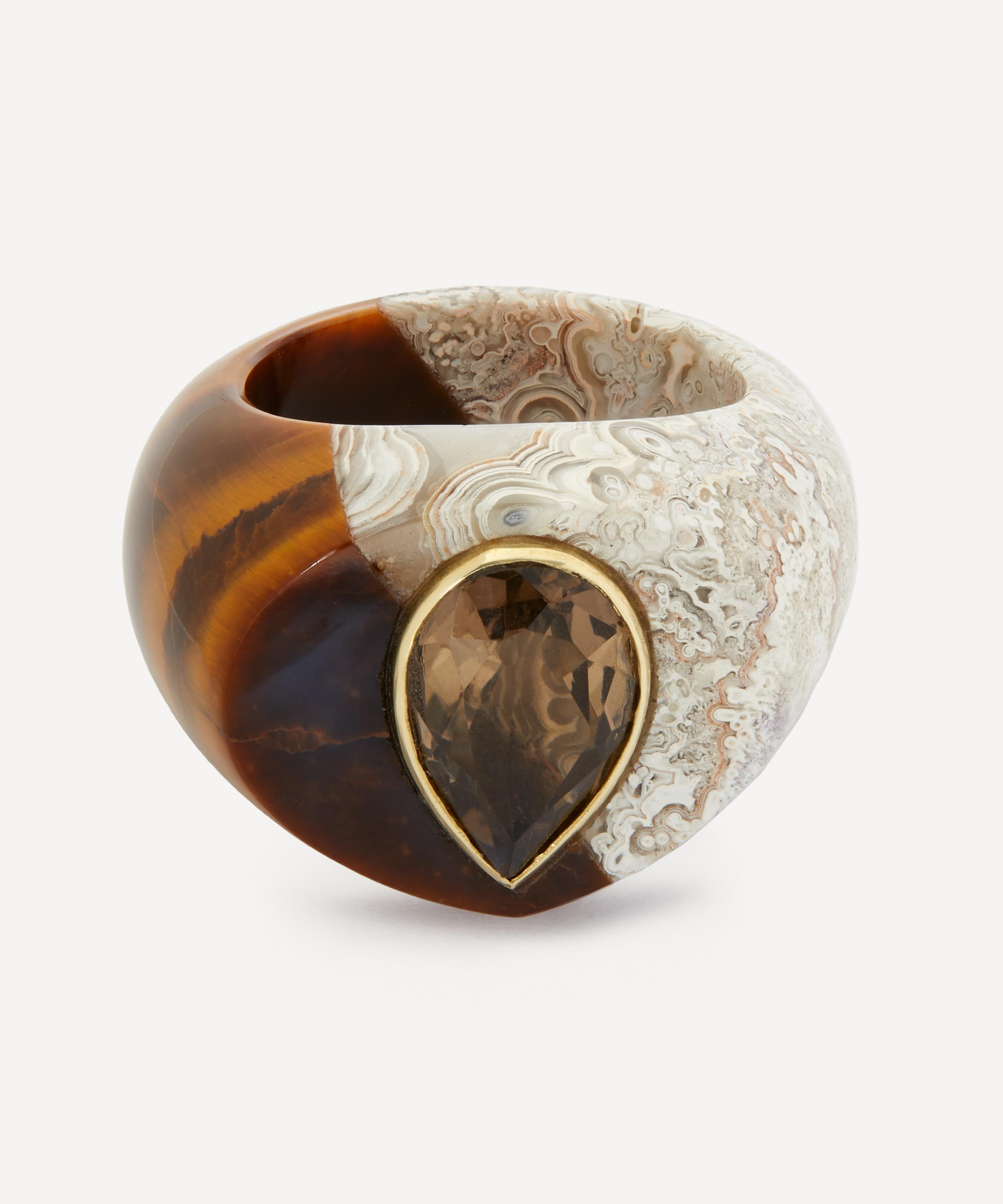 Jacqueline Cullen - Two Tone Agate and Smokey Quartz Signet Ring