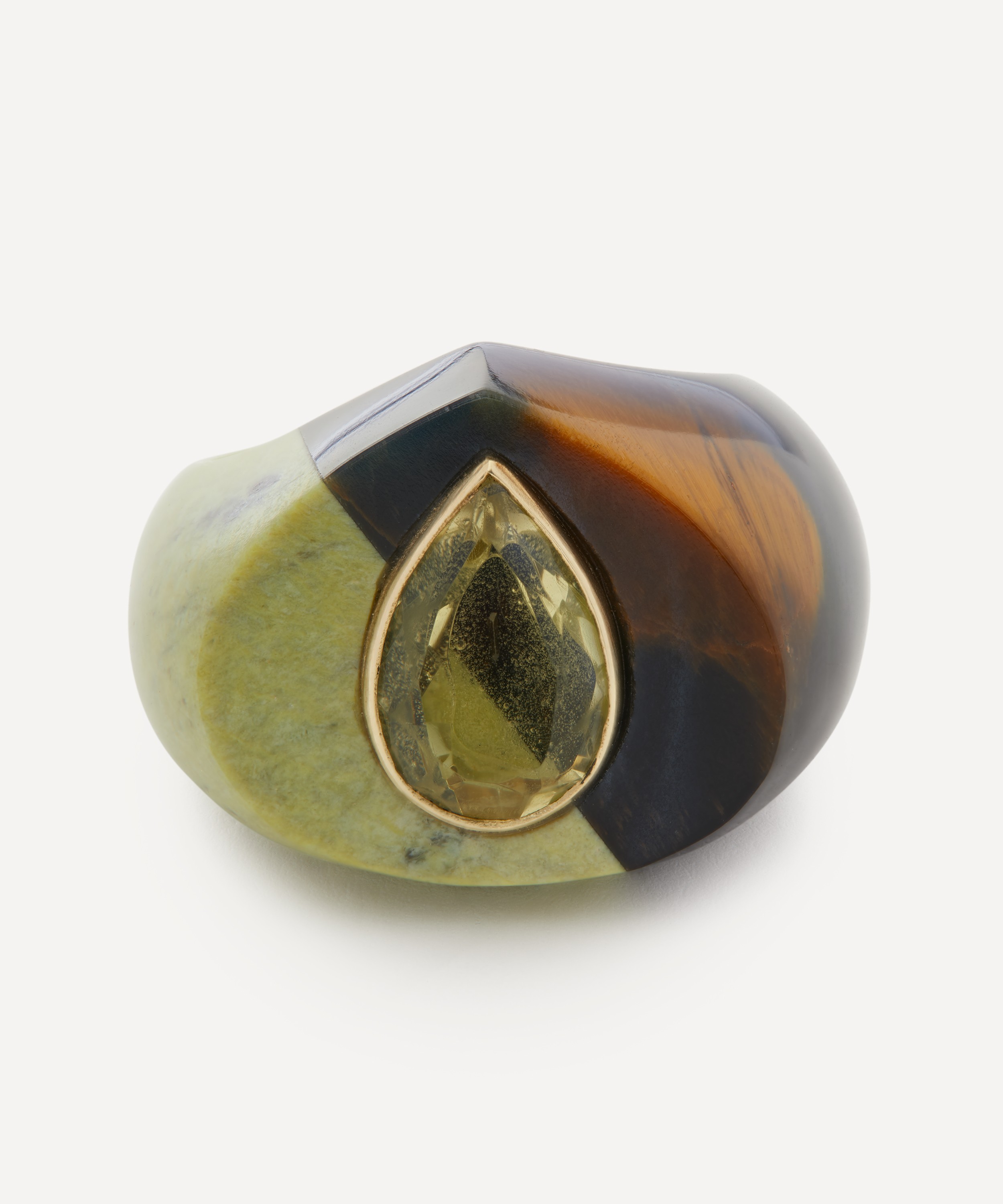 Jacqueline Cullen - Two Tone Agate and Lemon Quartz Signet Ring image number 0