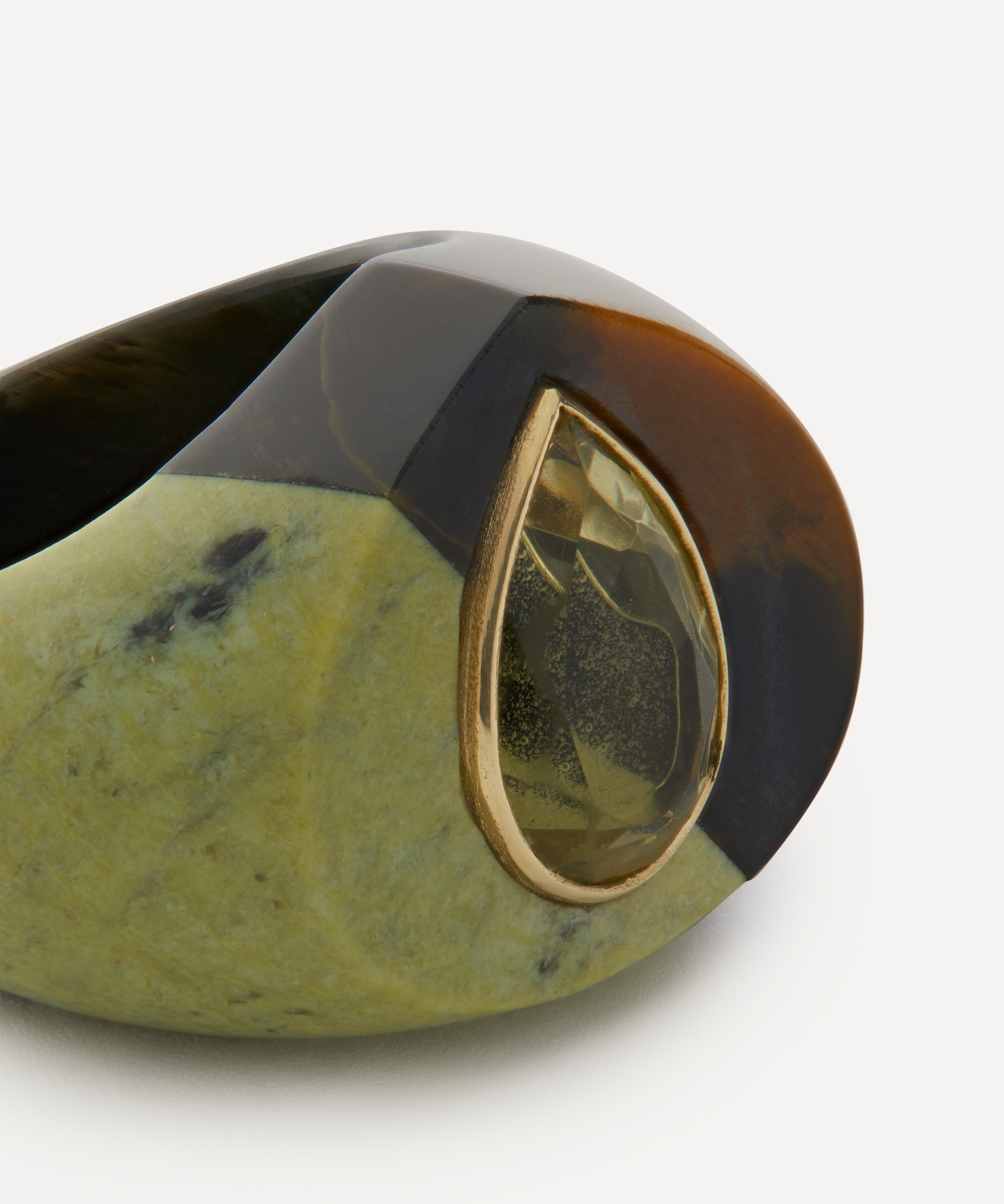 Jacqueline Cullen - Two Tone Agate and Lemon Quartz Signet Ring image number 1