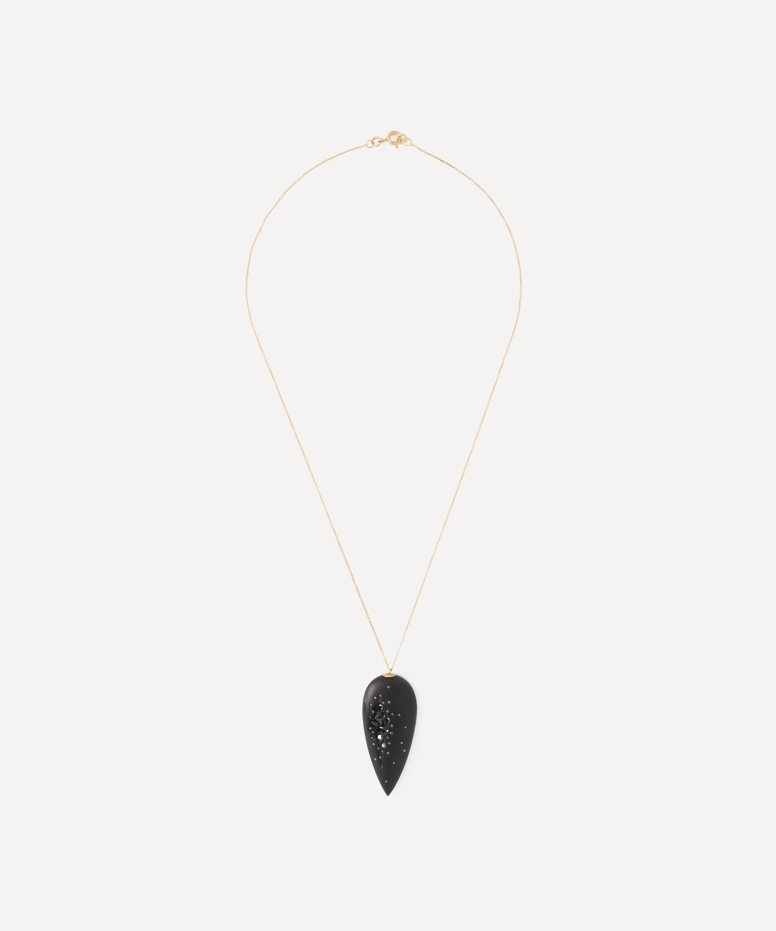 Jacqueline Cullen - 18ct Gold Dark Matter Whitby Jet Teardrop Pendant Necklace image number 0