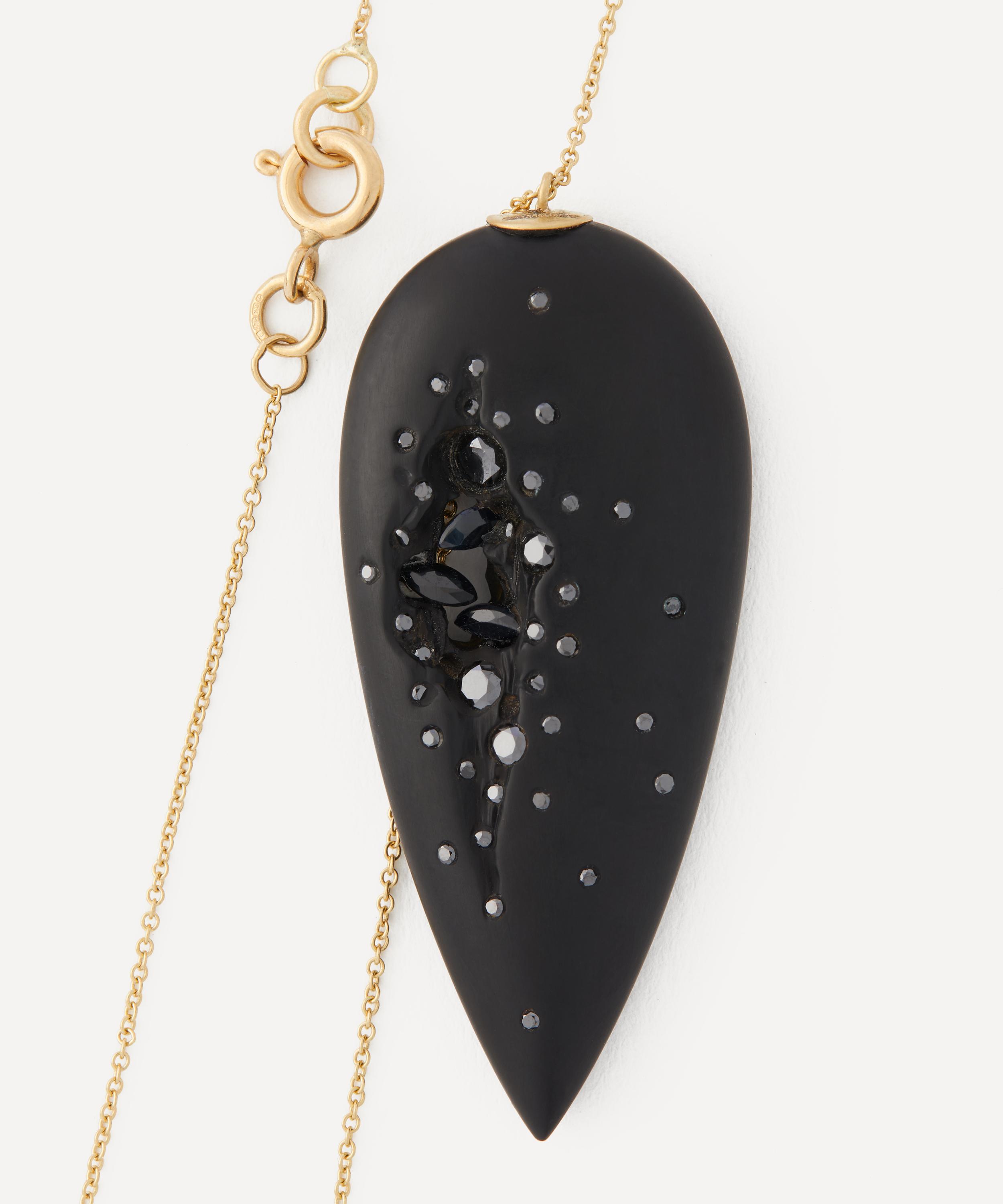 Jacqueline Cullen - 18ct Gold Dark Matter Whitby Jet Teardrop Pendant Necklace image number 1