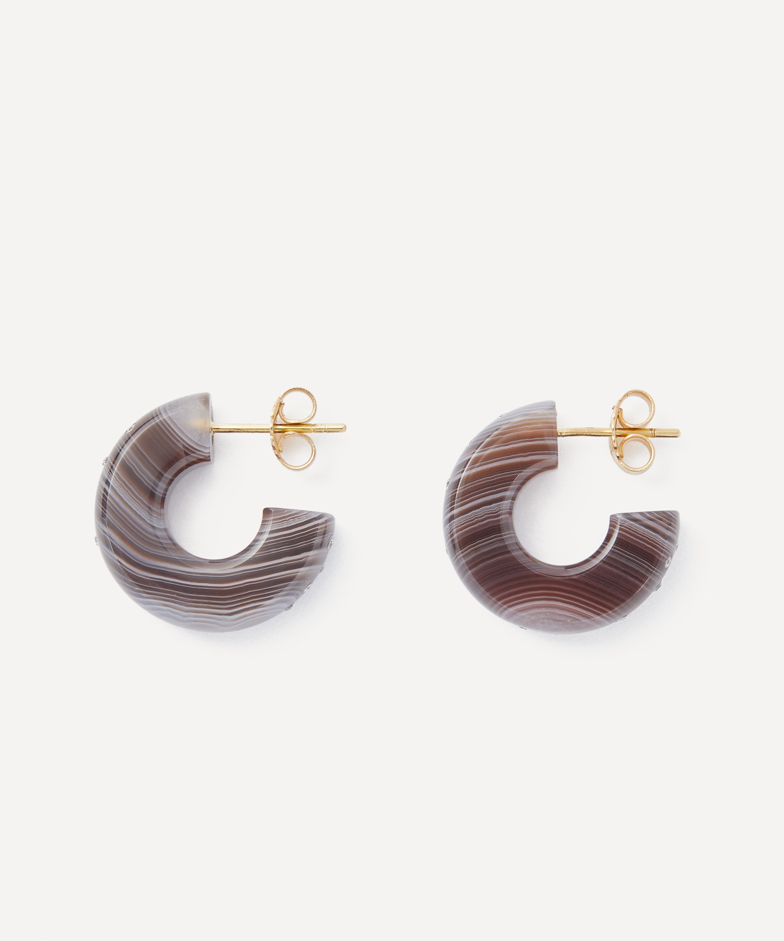 Jacqueline Cullen - 18ct Gold Botswana Agate Huggie Hoop Earrings image number 1