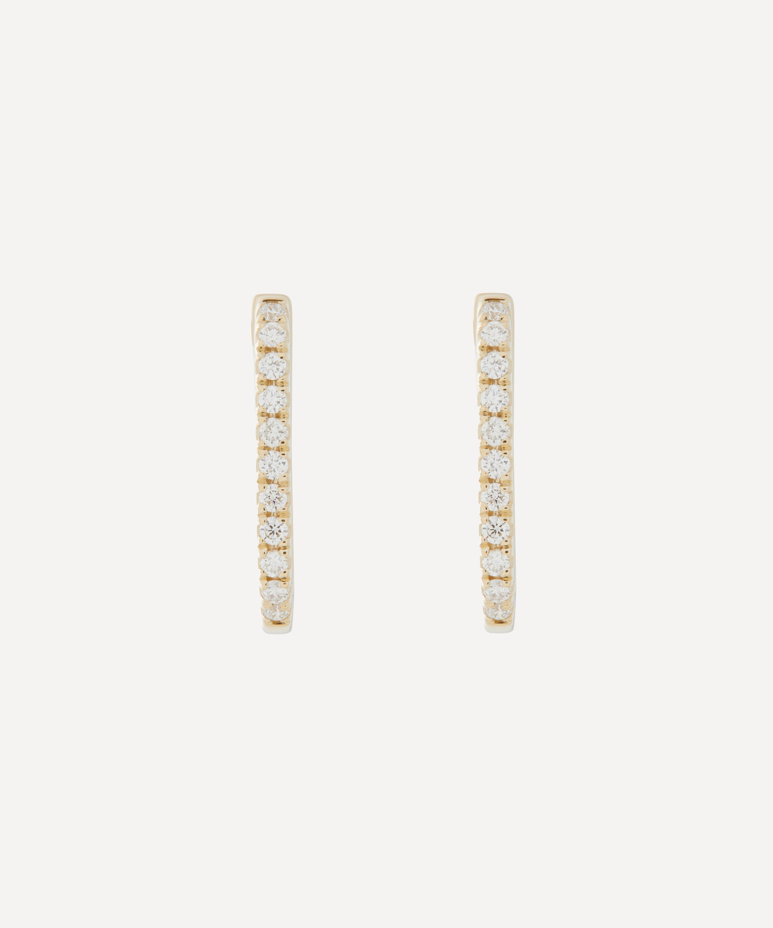 Roxanne First - 14ct Gold Skinny Diamond Oval Hoop Earrings