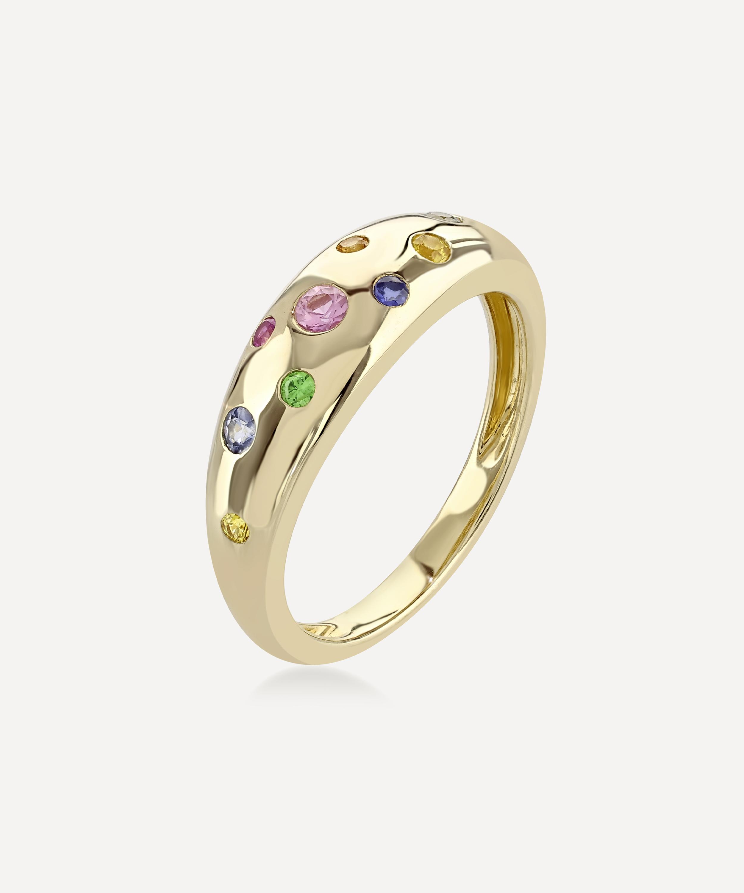 Roxanne First - 14ct Gold Rainbow Sapphire Sprinkle Ring