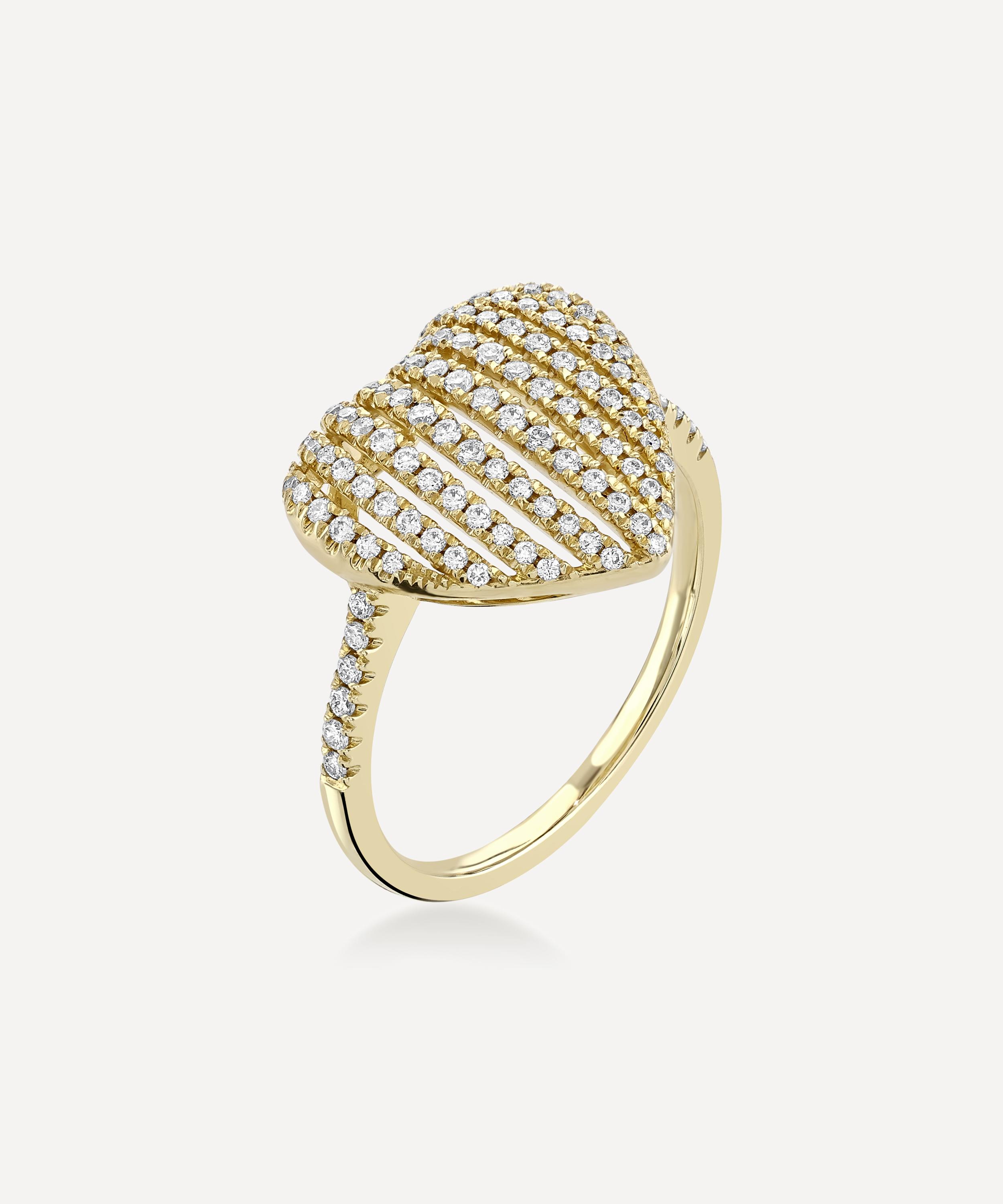 Roxanne First - 14ct Gold Diamond Heart Basket Ring image number 1