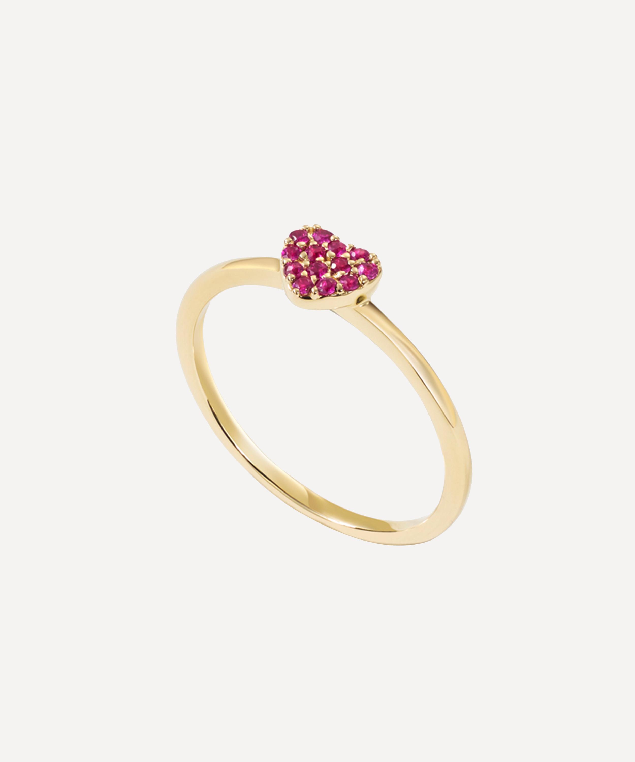 Roxanne First - Mini Pink Sapphire Heart Ring image number 1