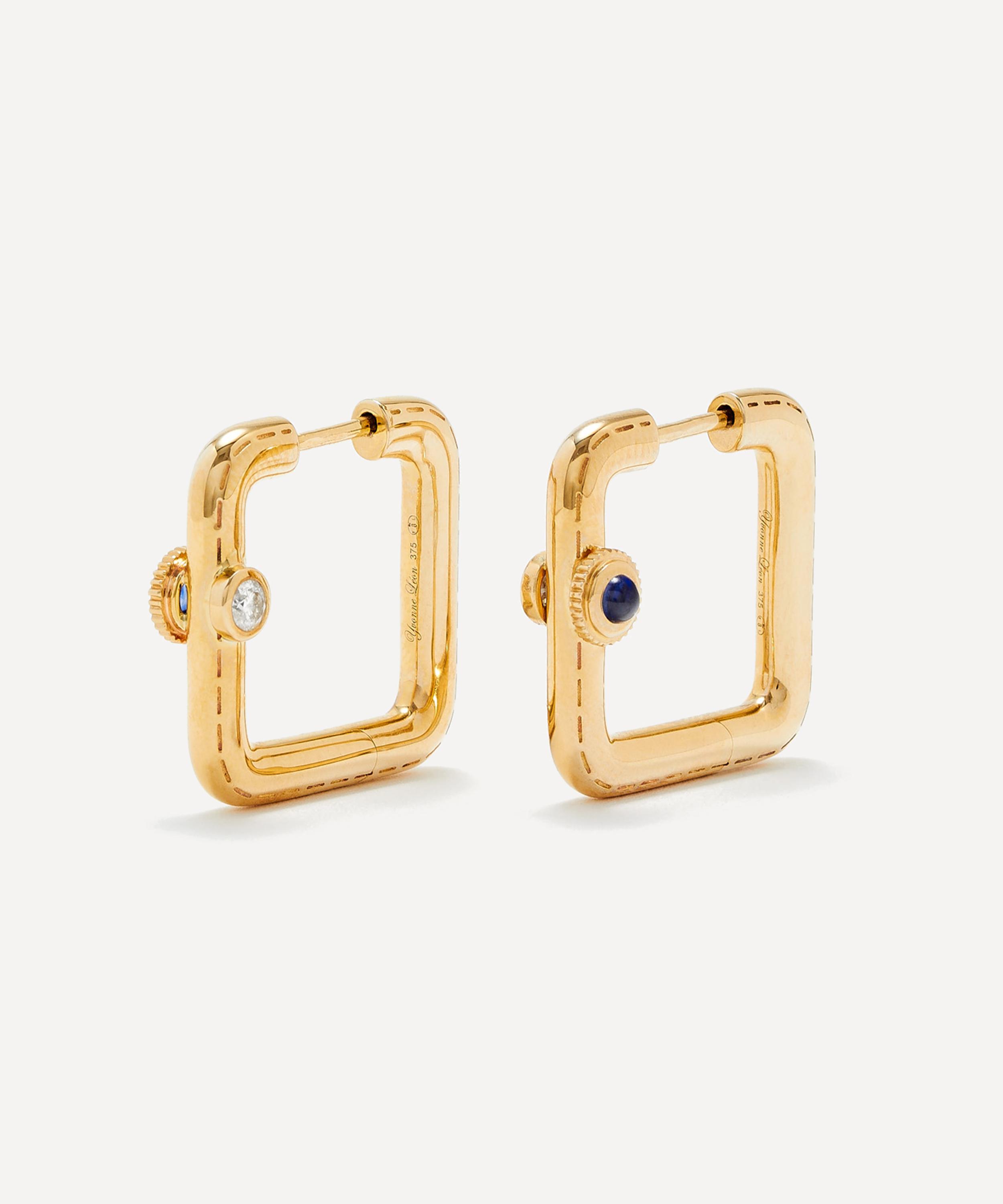 Yvonne Léon - 9ct Gold Blue Sapphire Hoop Earrings image number 0