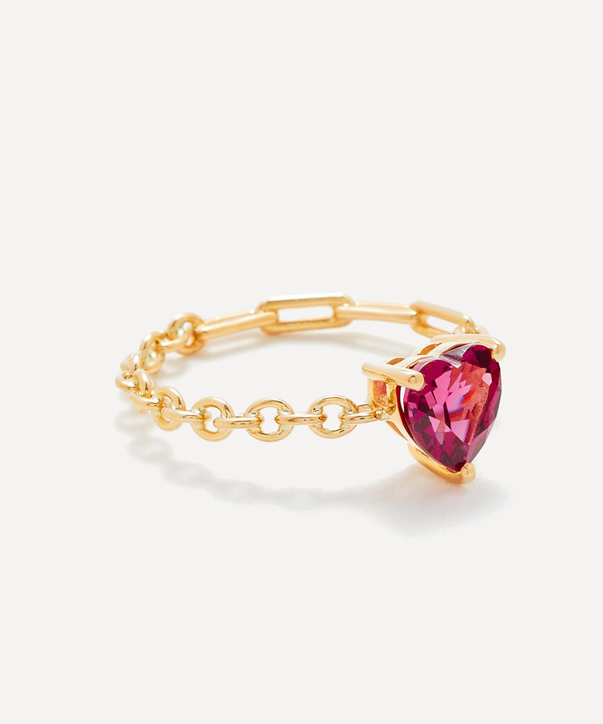 Yvonne Léon - 18ct Gold Rhodolite Heart Chain Ring image number 1