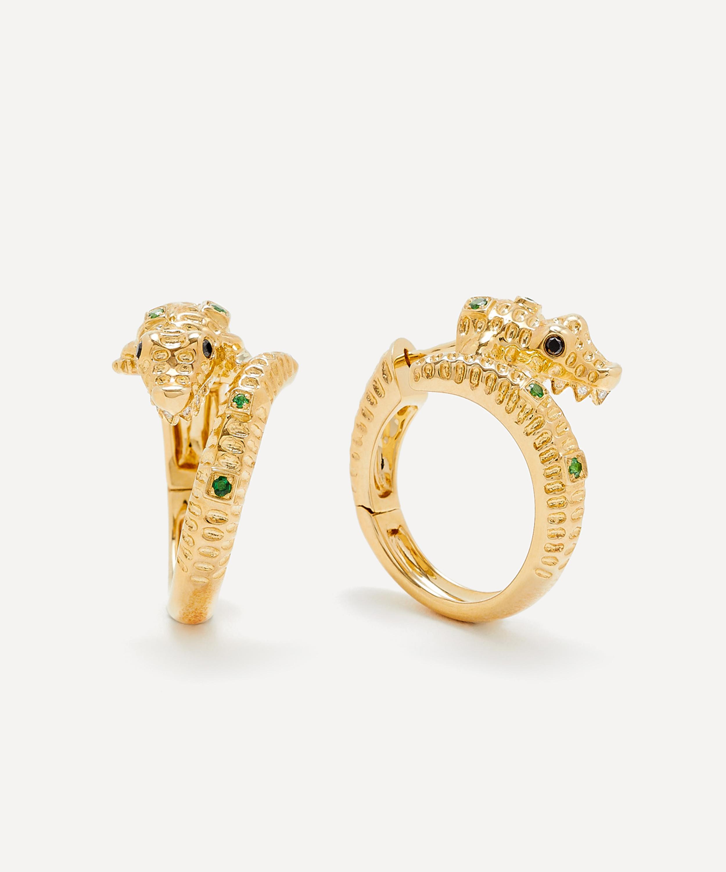 Yvonne Léon - 9ct Gold Crocodile Hoop Earrings image number 0