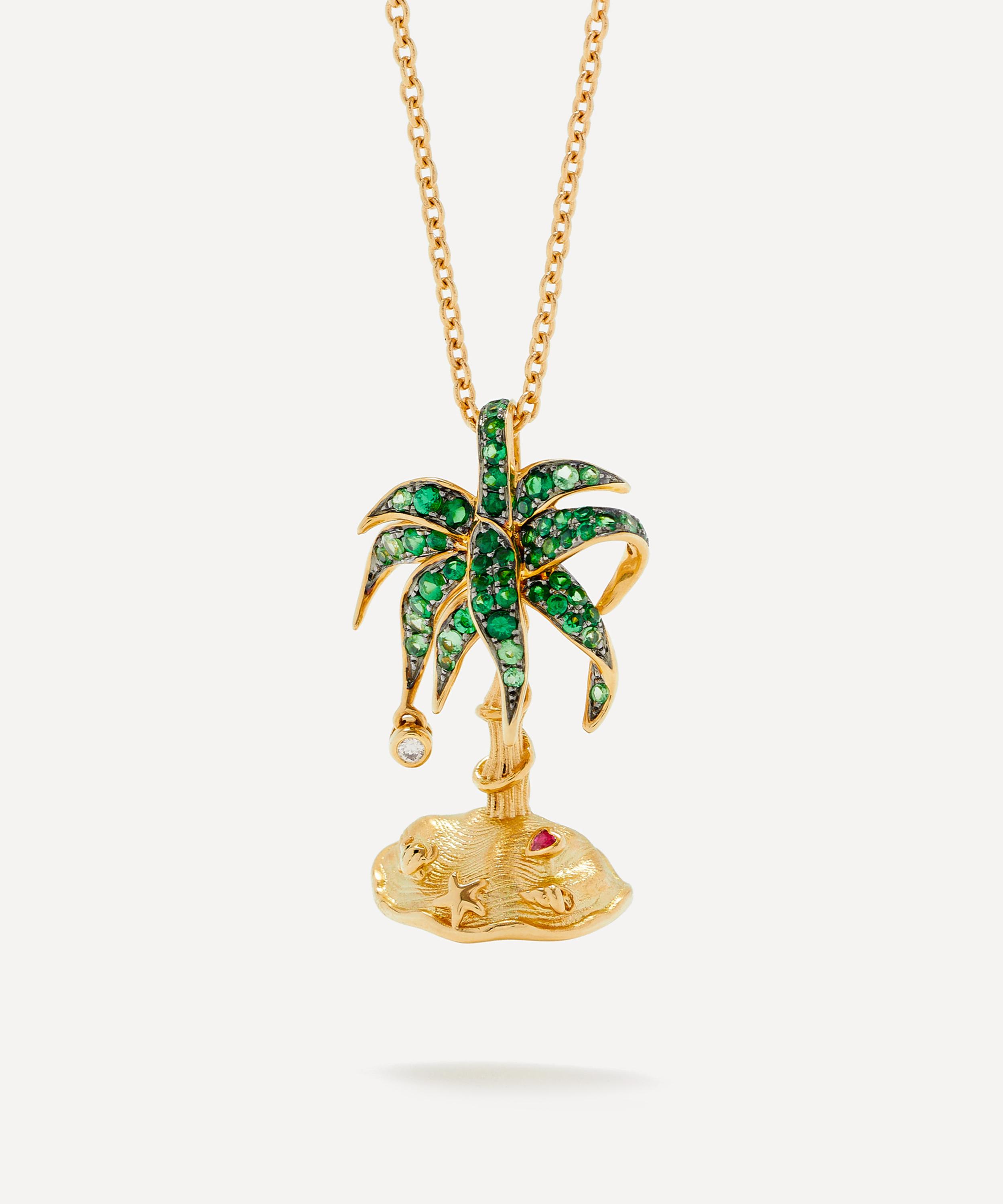 Yvonne Léon - 18ct Gold Paradise Island Palm Pendant Necklace image number 1