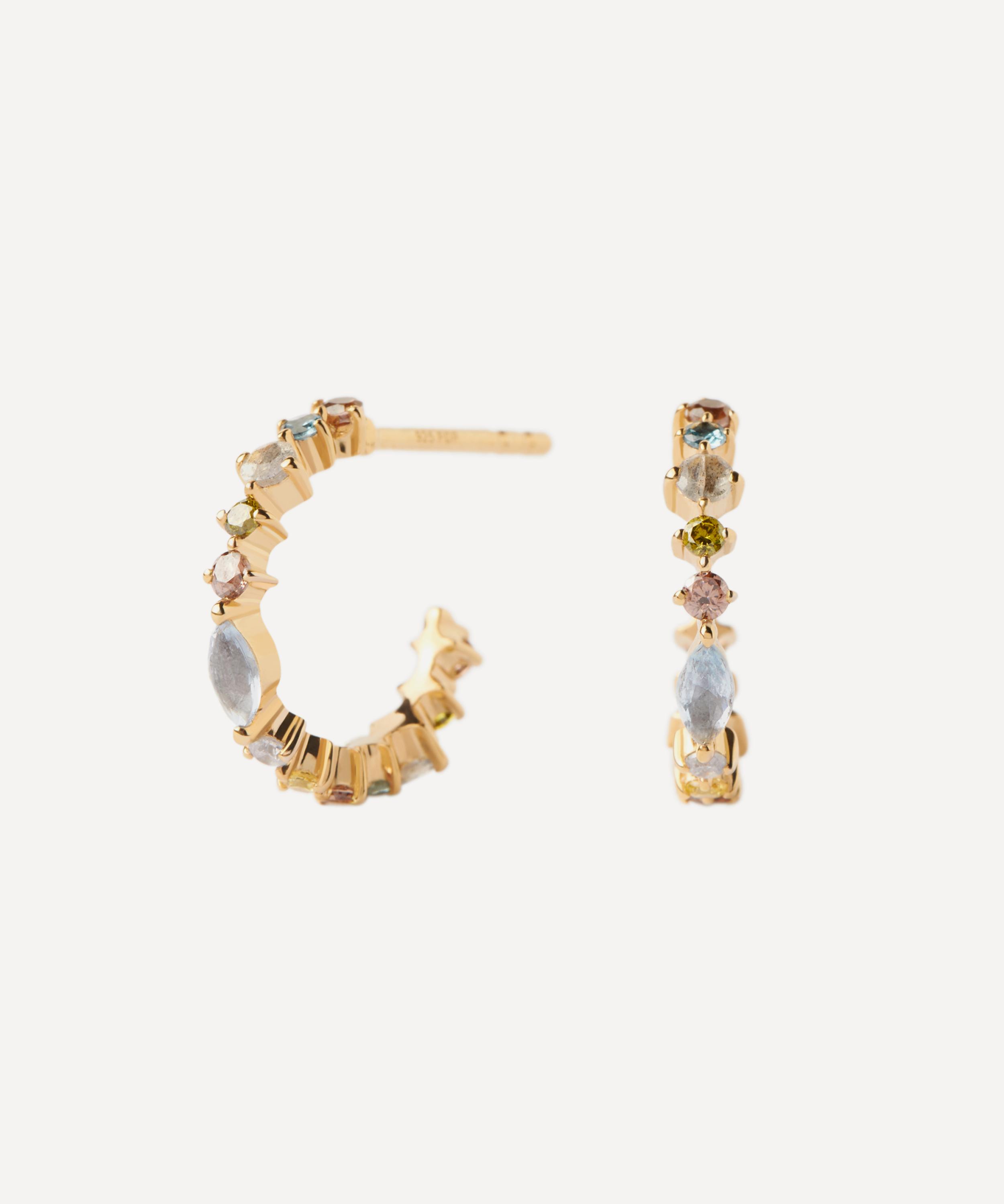 PDPAOLA - 18ct Gold-Plated Small Lotus Hoop Earrings image number 0