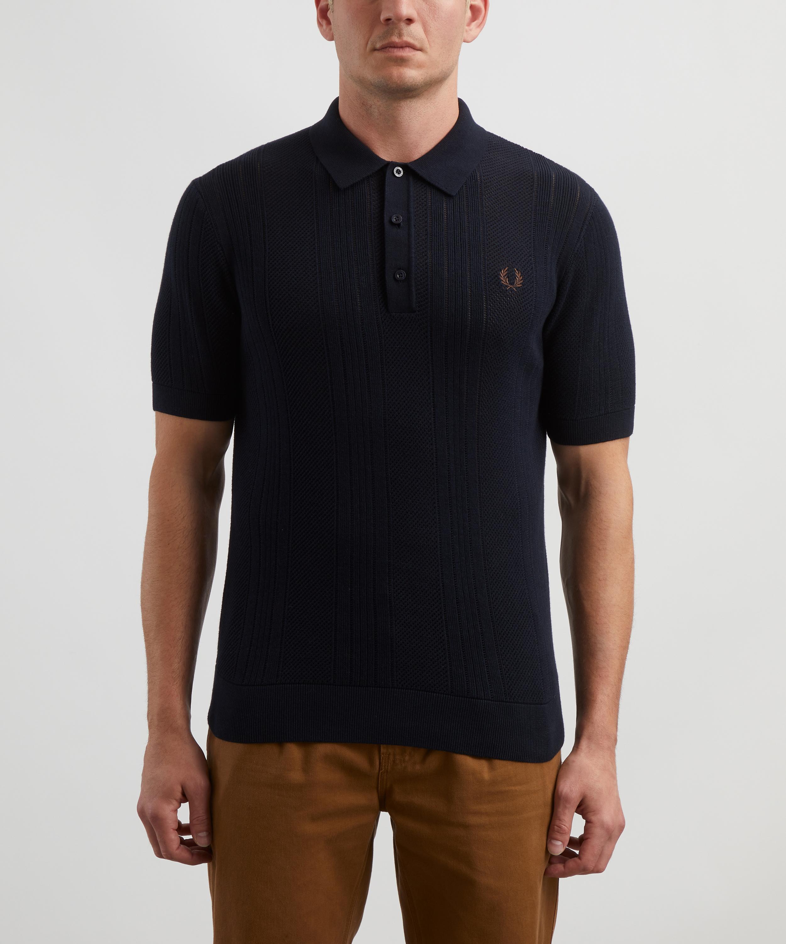 Fred Perry - Textured Knit Striped Polo Shirt image number 2