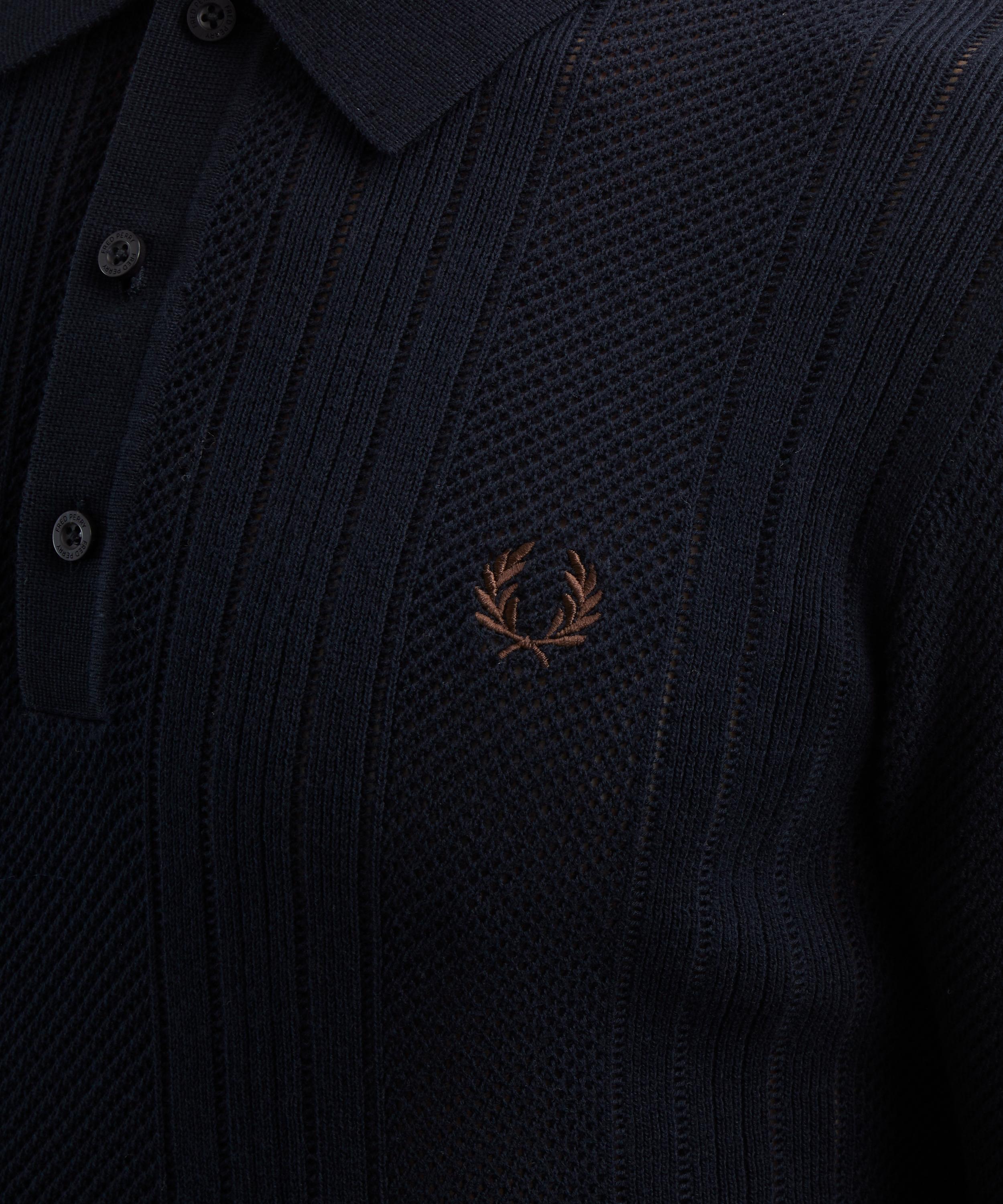 Fred Perry - Textured Knit Striped Polo Shirt image number 4