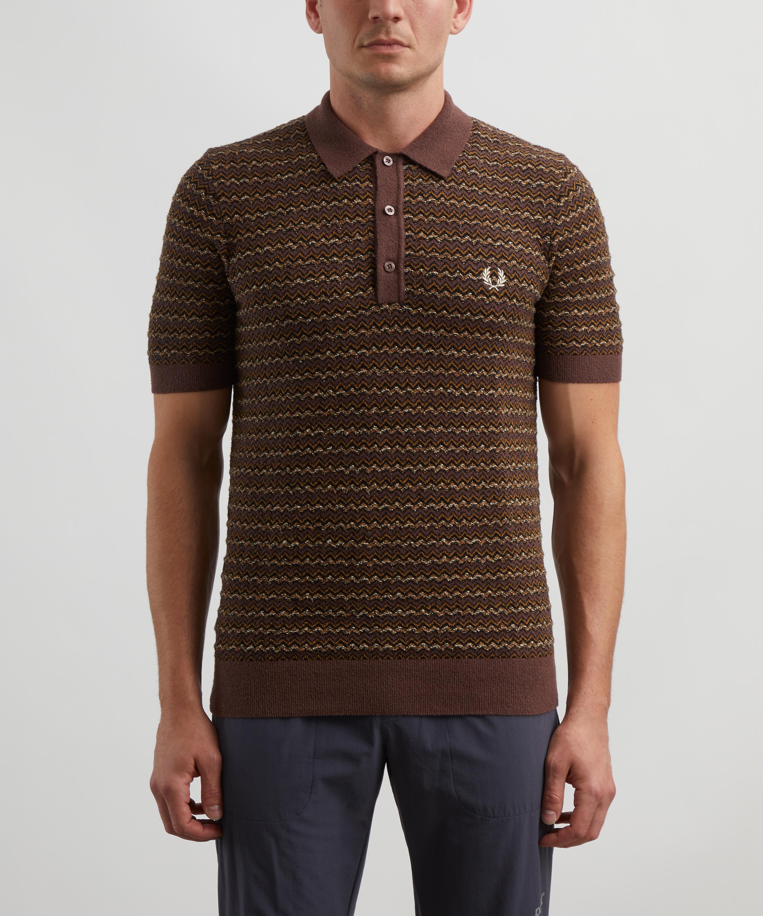 Fred Perry - Textured Knit Striped Polo Shirt image number 2