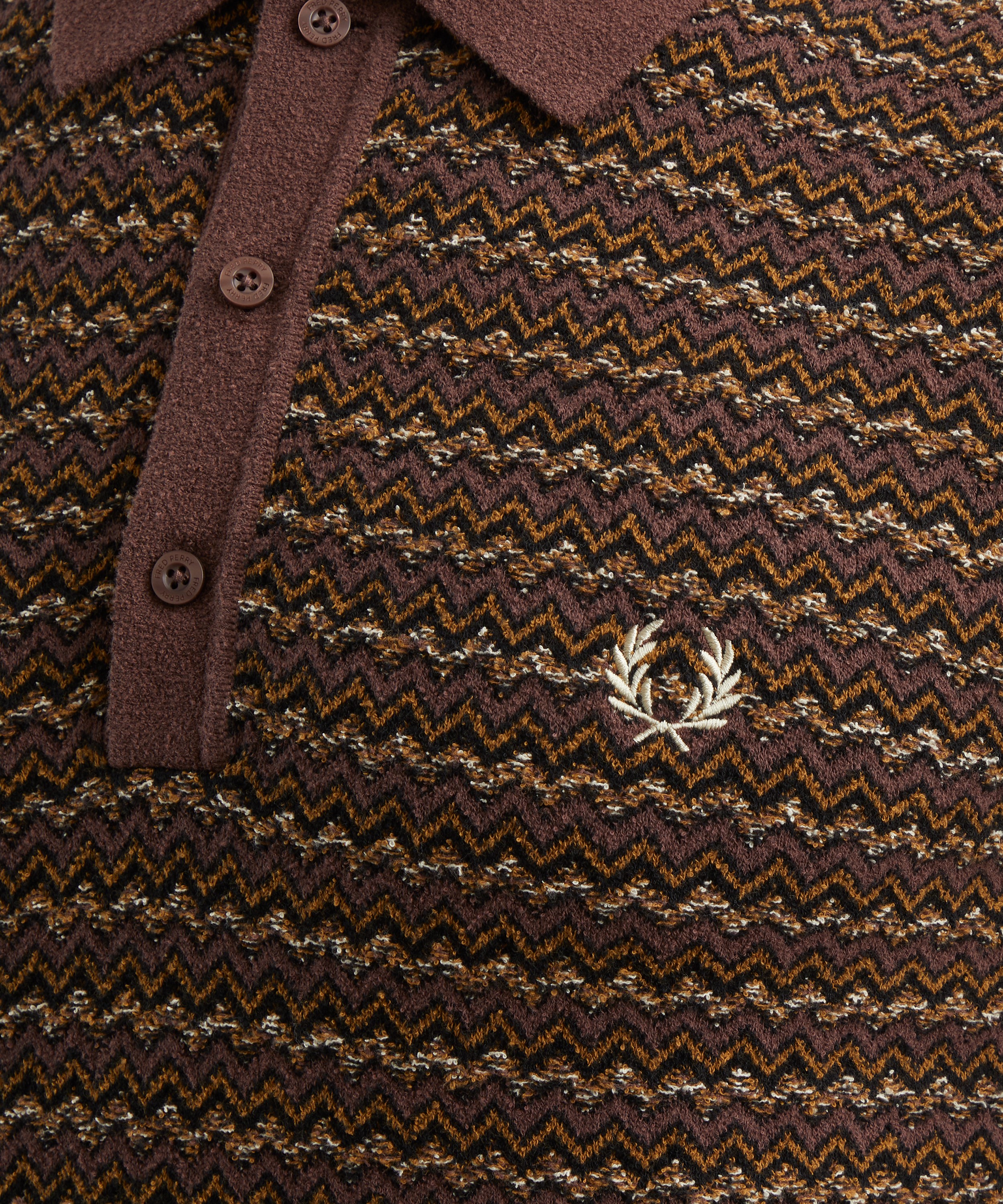 Fred Perry - Textured Knit Striped Polo Shirt image number 4