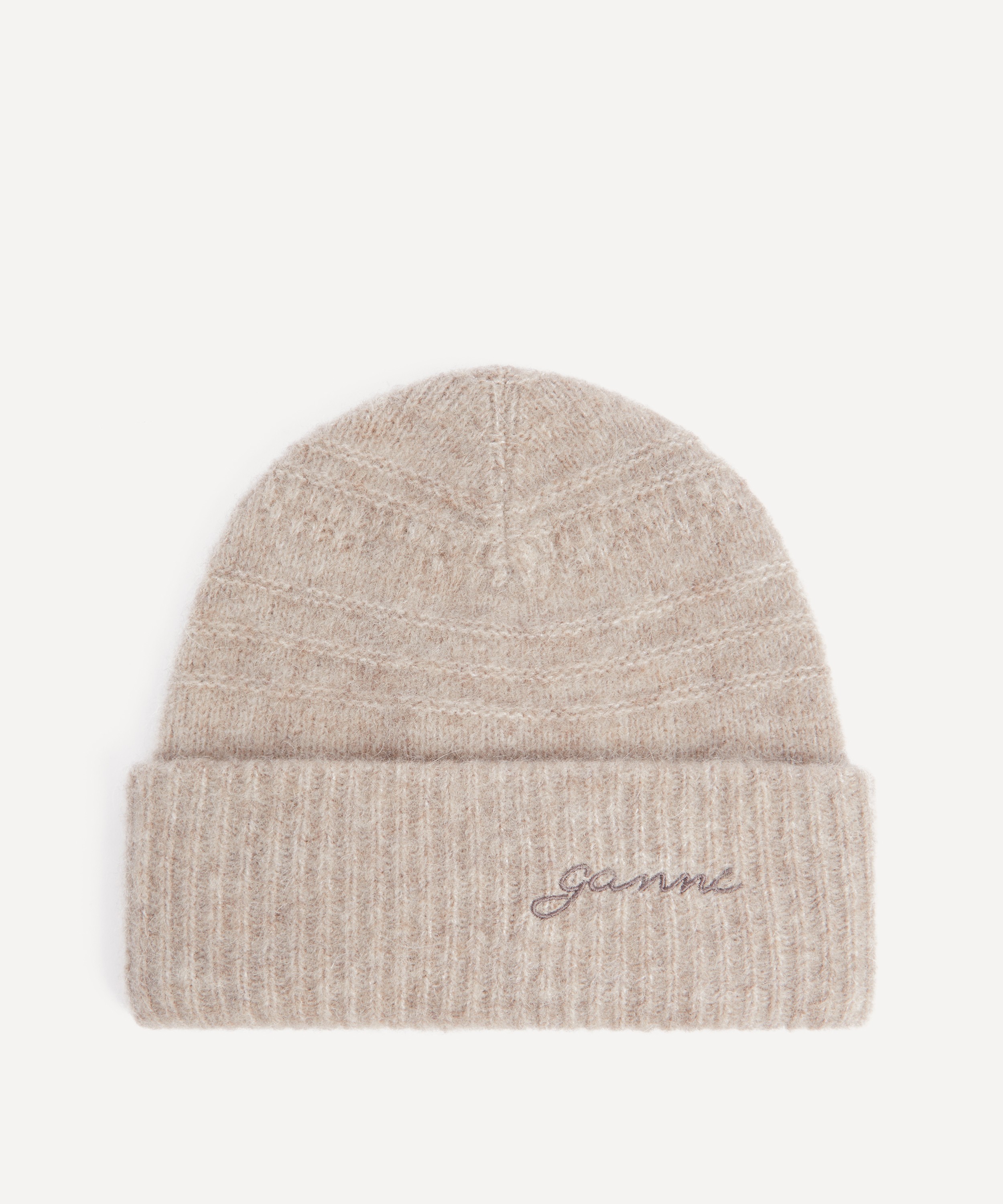 Ganni - Logo-Embroidered Knitted Beanie image number 0