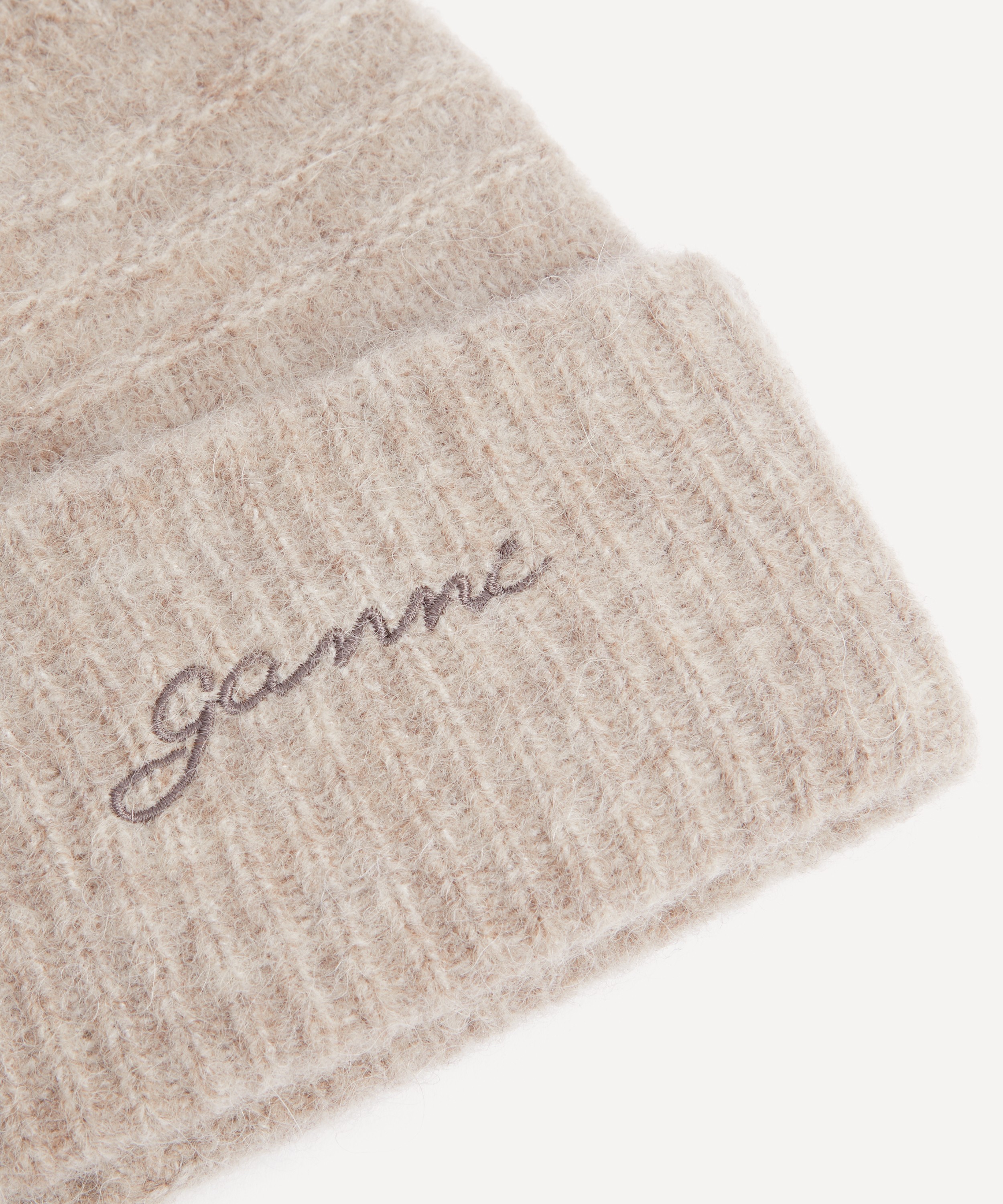 Ganni - Logo-Embroidered Knitted Beanie image number 2