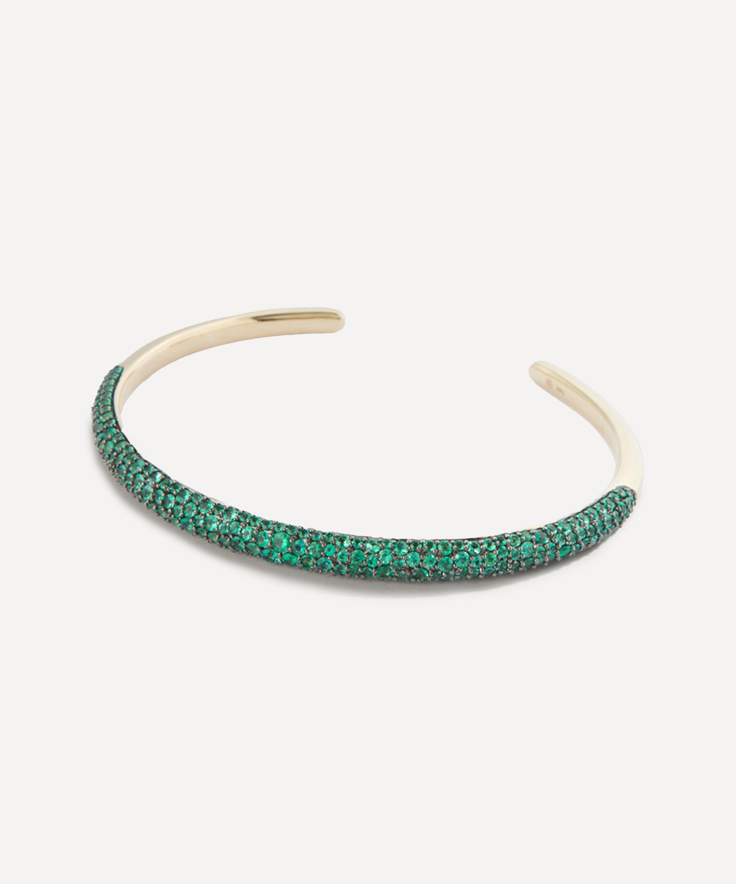 Lucy Delius - 14ct Gold Emerald Tapered Cuff Bracelet image number 0