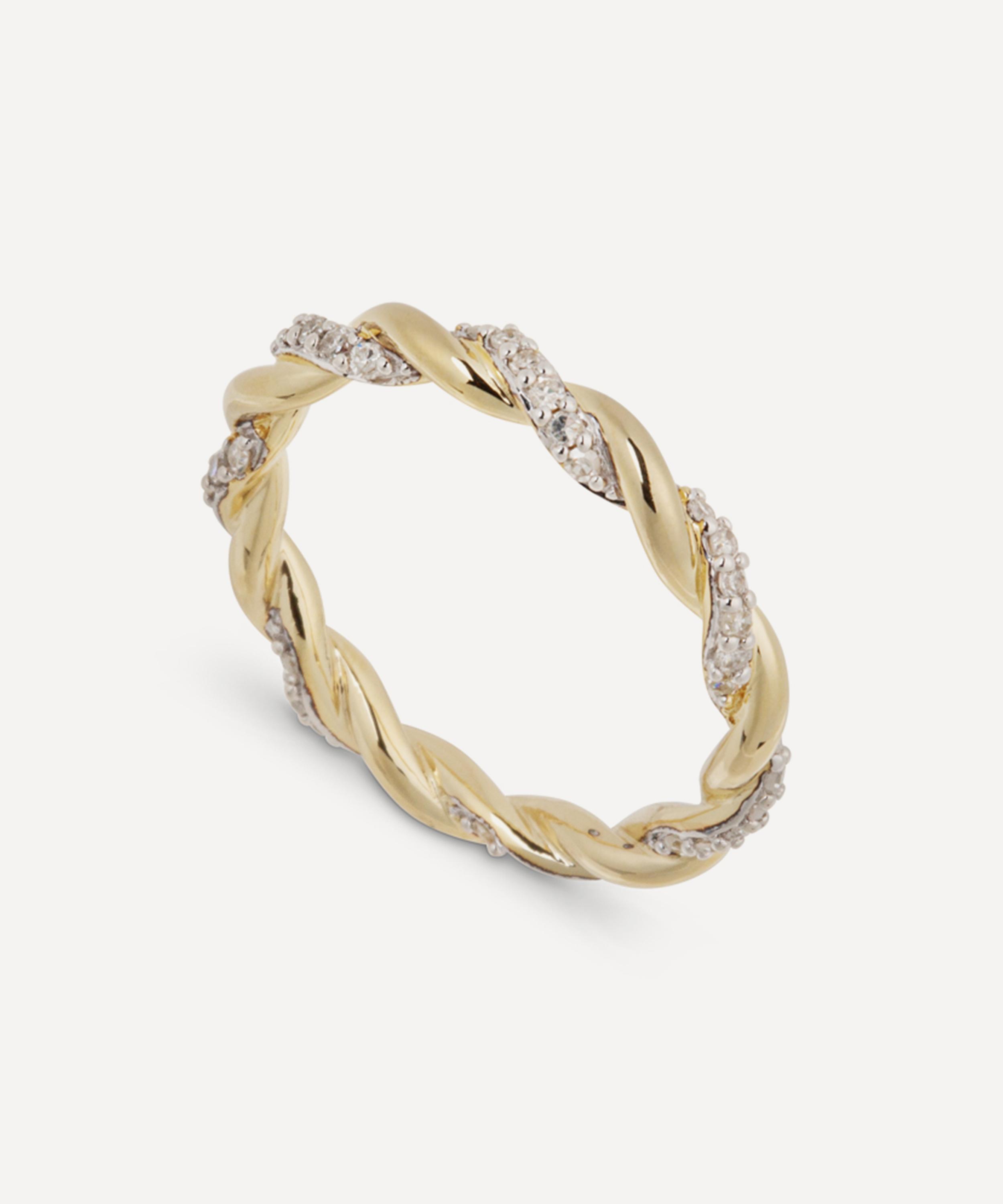 Lucy Delius - 14ct Gold Diamond Rope Ring image number 0