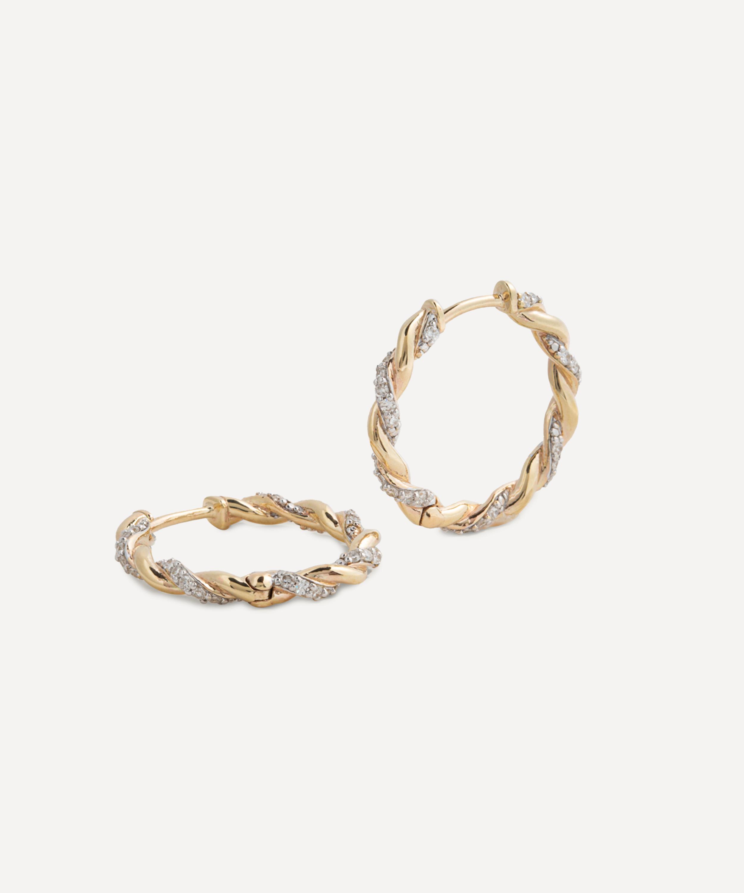 Lucy Delius - 14ct Gold Diamond Rope Hoop Earrings