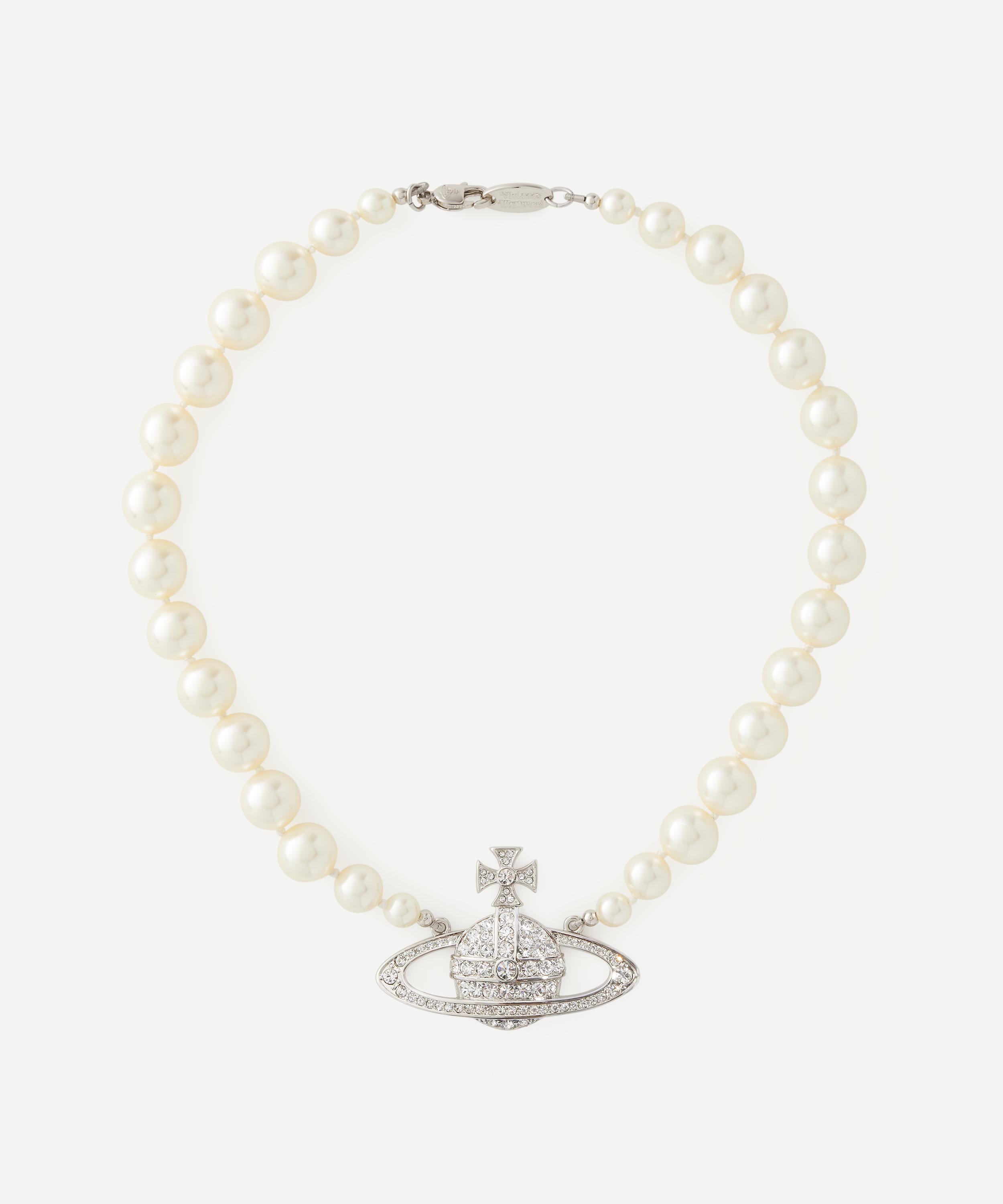 Vivienne Westwood - Silver-Tone One Row Pearl Bas Relief Choker Necklace image number 0