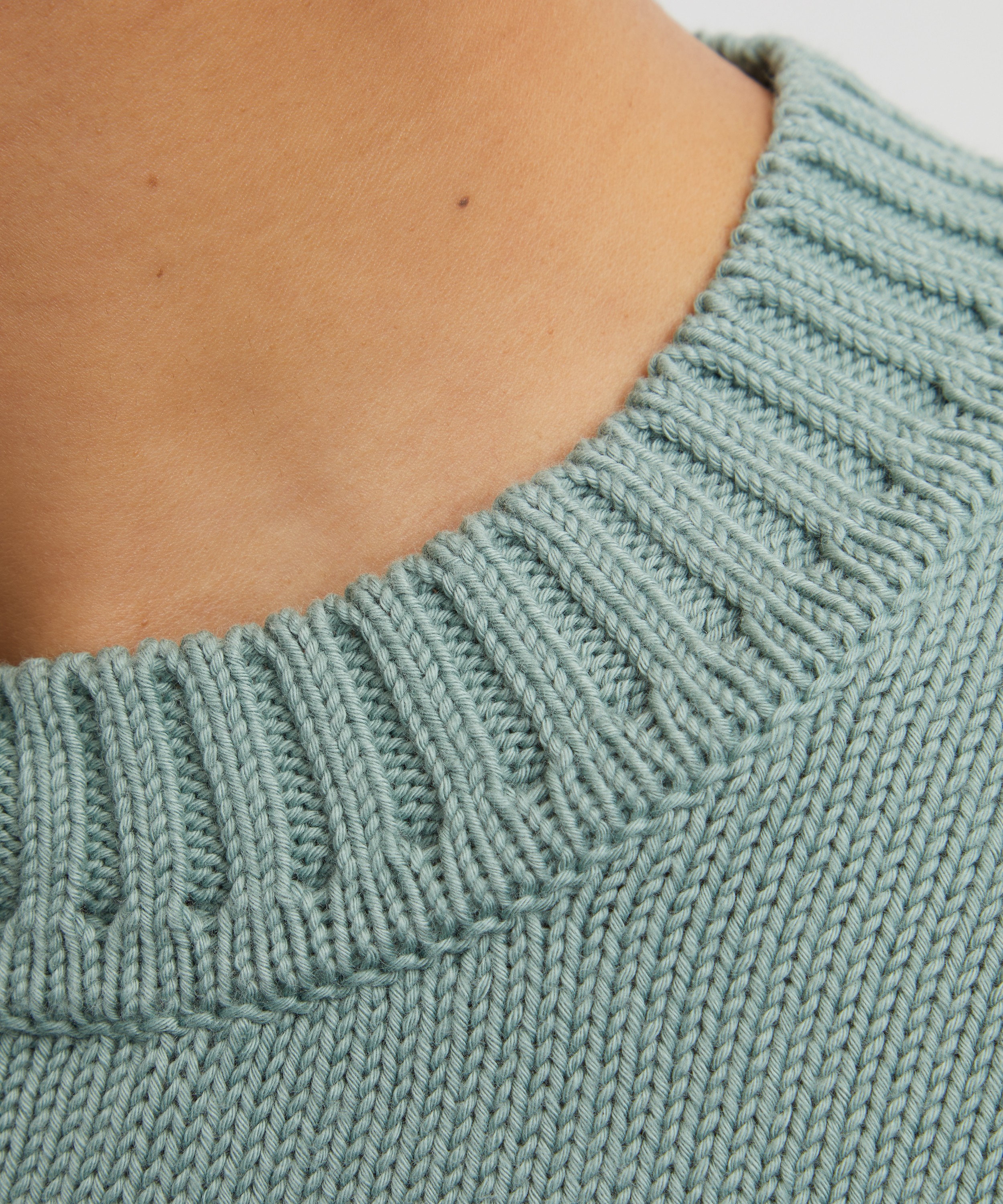 Sunspel - Smoke Green Cotton Crew Neck Jumper image number 4