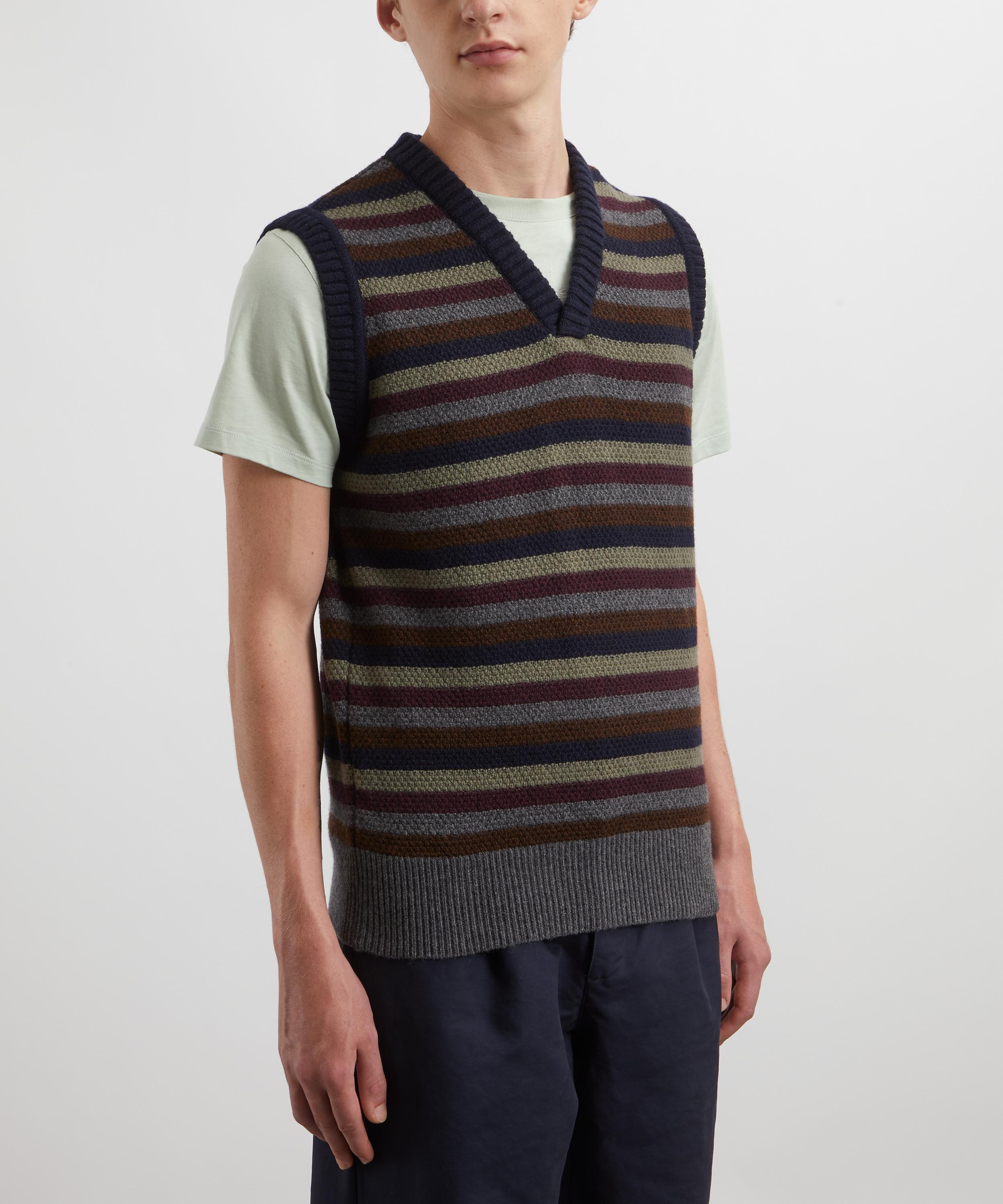 Oliver Spencer - Graves Striped V-Neck Sleeveless Jumper image number 2