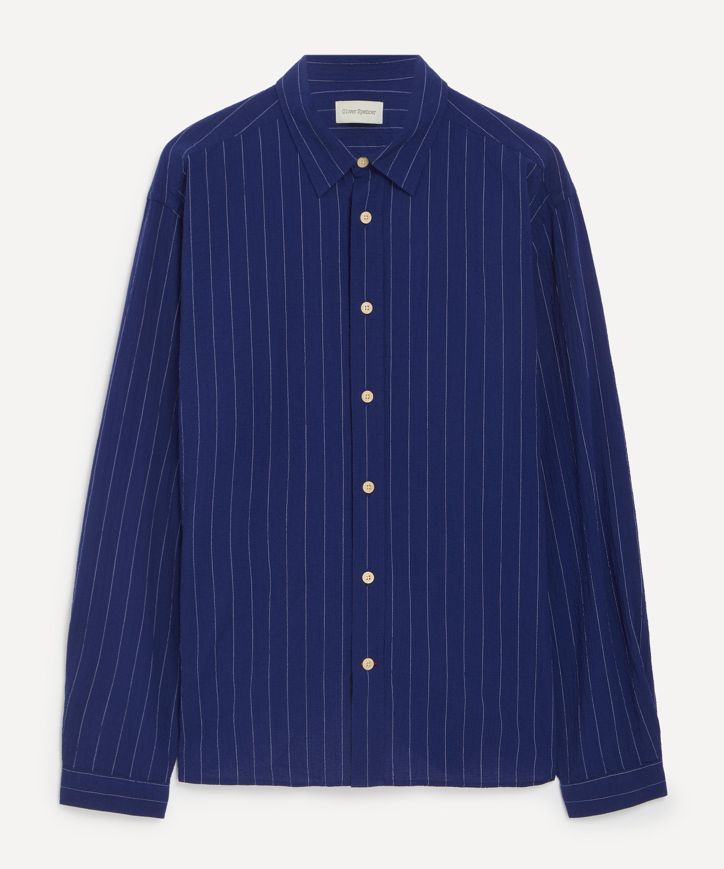 Oliver Spencer - Atlanta Long-Sleeve Patterson Blue Shirt image number 0