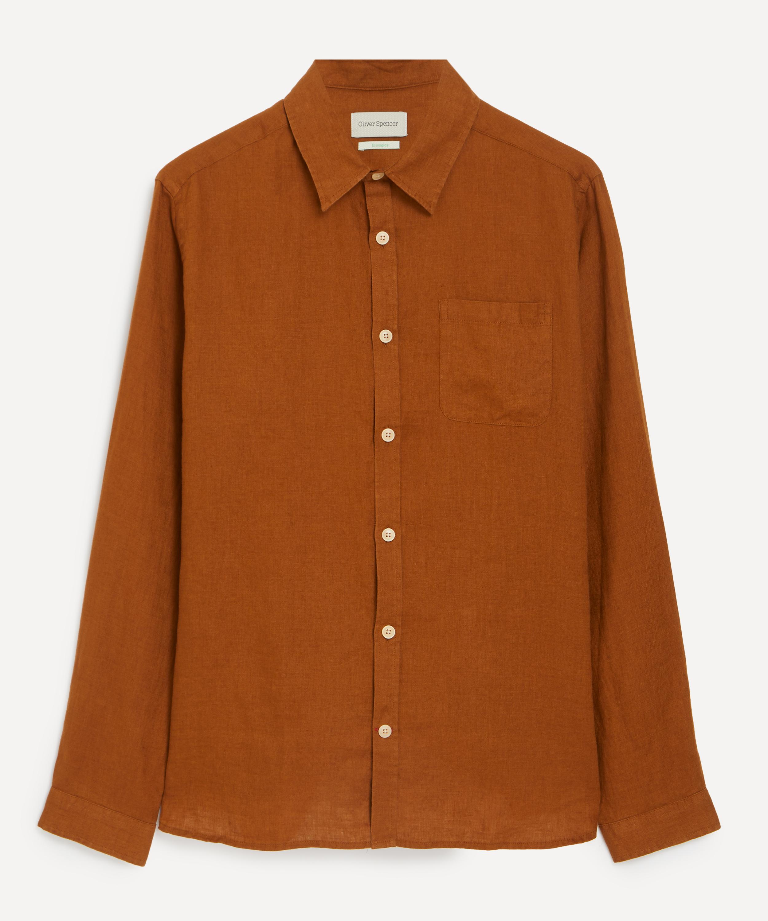 Oliver Spencer - New York Special Bridford Orange Linen Shirt image number 0