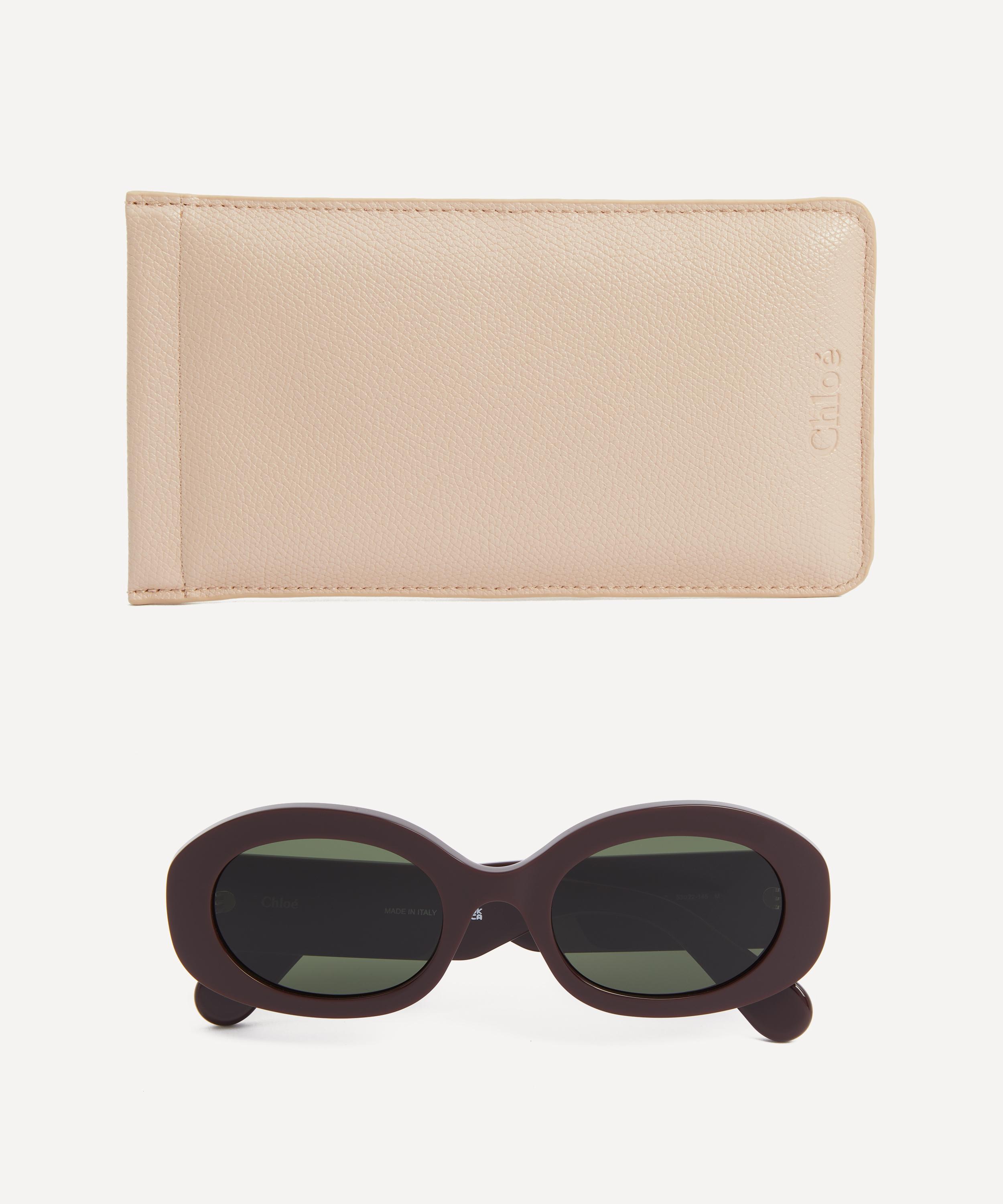 Chloé - Burgundy Chunky Oval Sunglasses image number 3