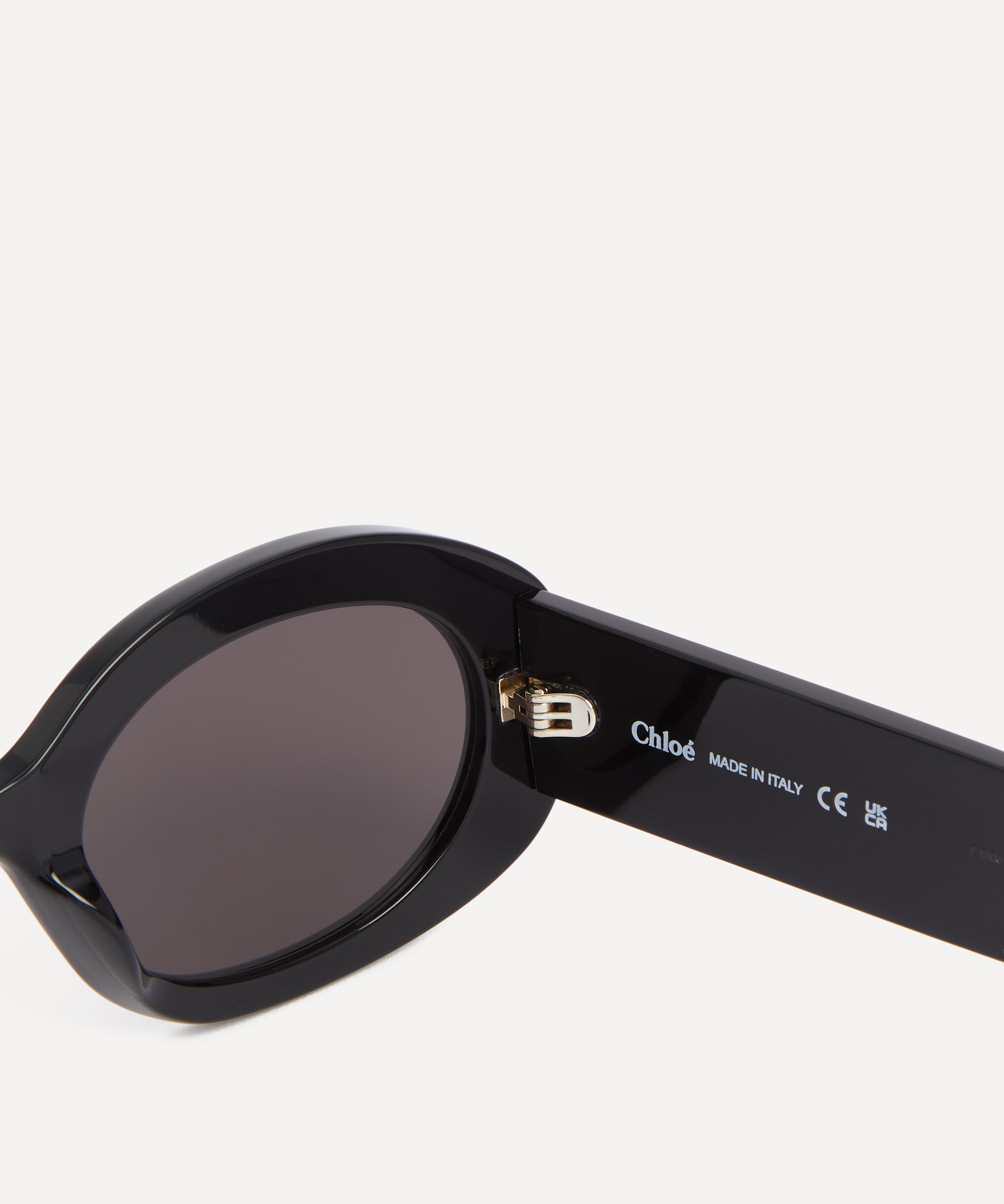 Chloé - Black Chunky Oval Sunglasses image number 2