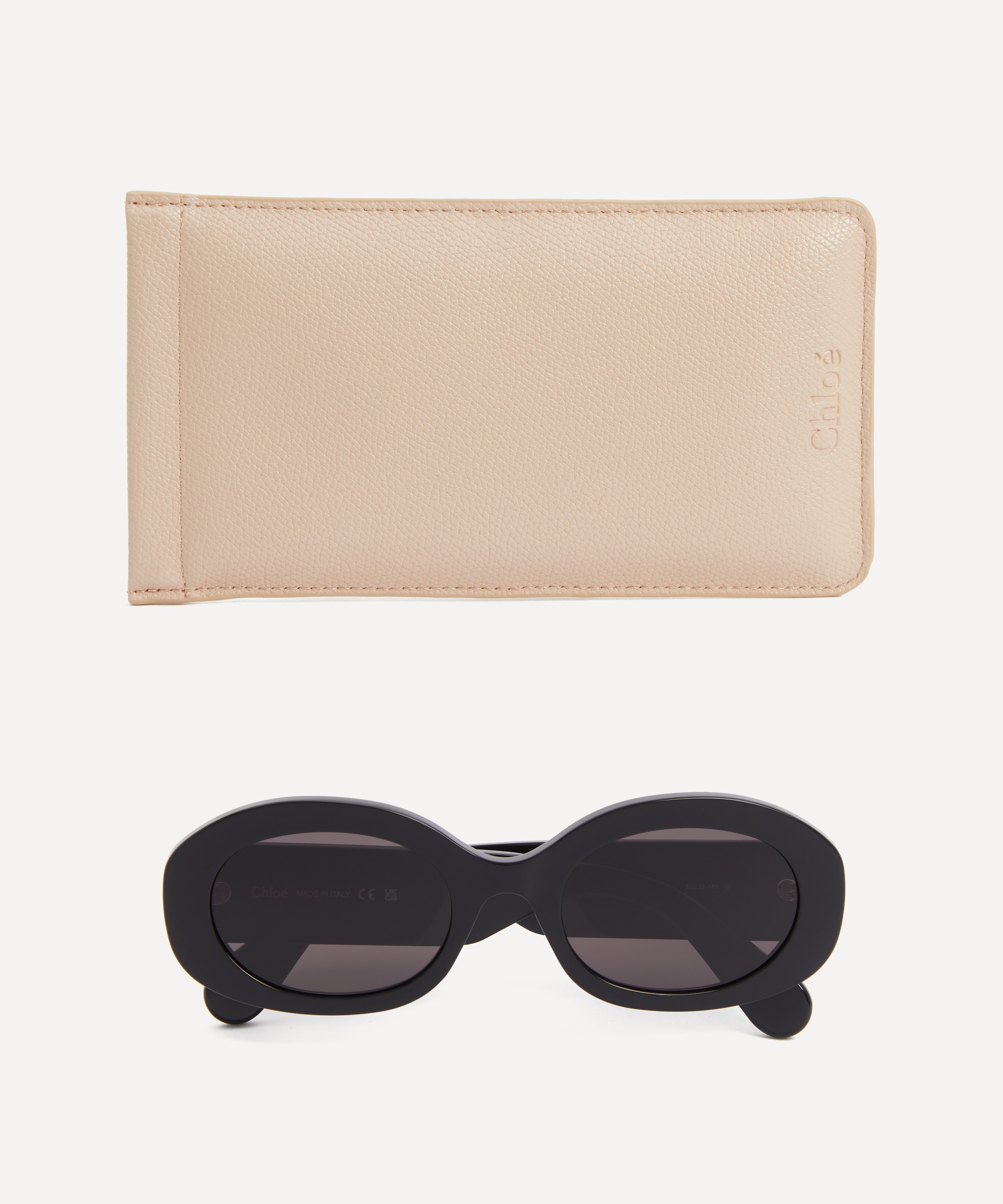 Chloé - Black Chunky Oval Sunglasses image number 3