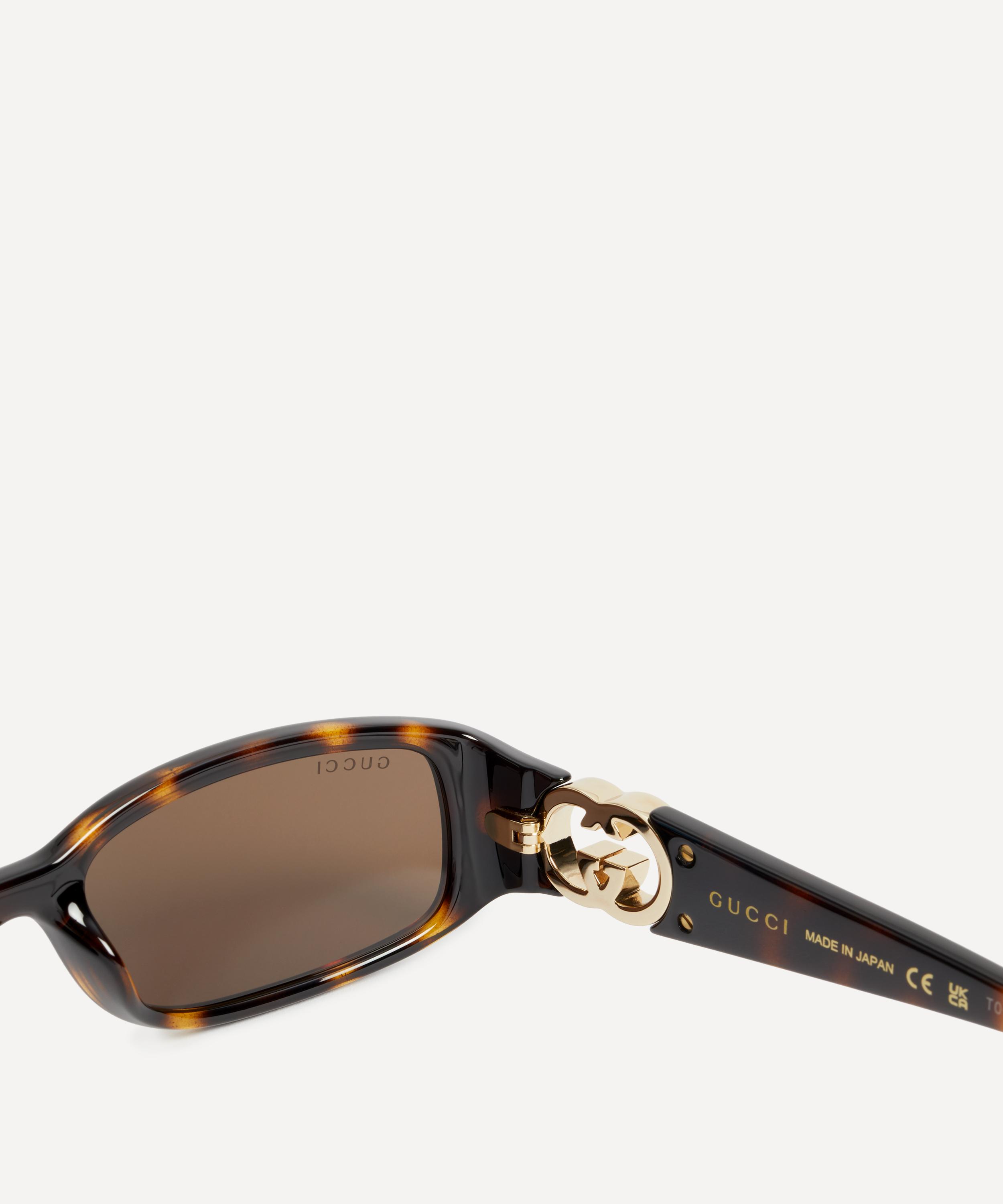 Gucci - Rectangular Dark Tortoiseshell Logo Injection Sunglasses image number 2