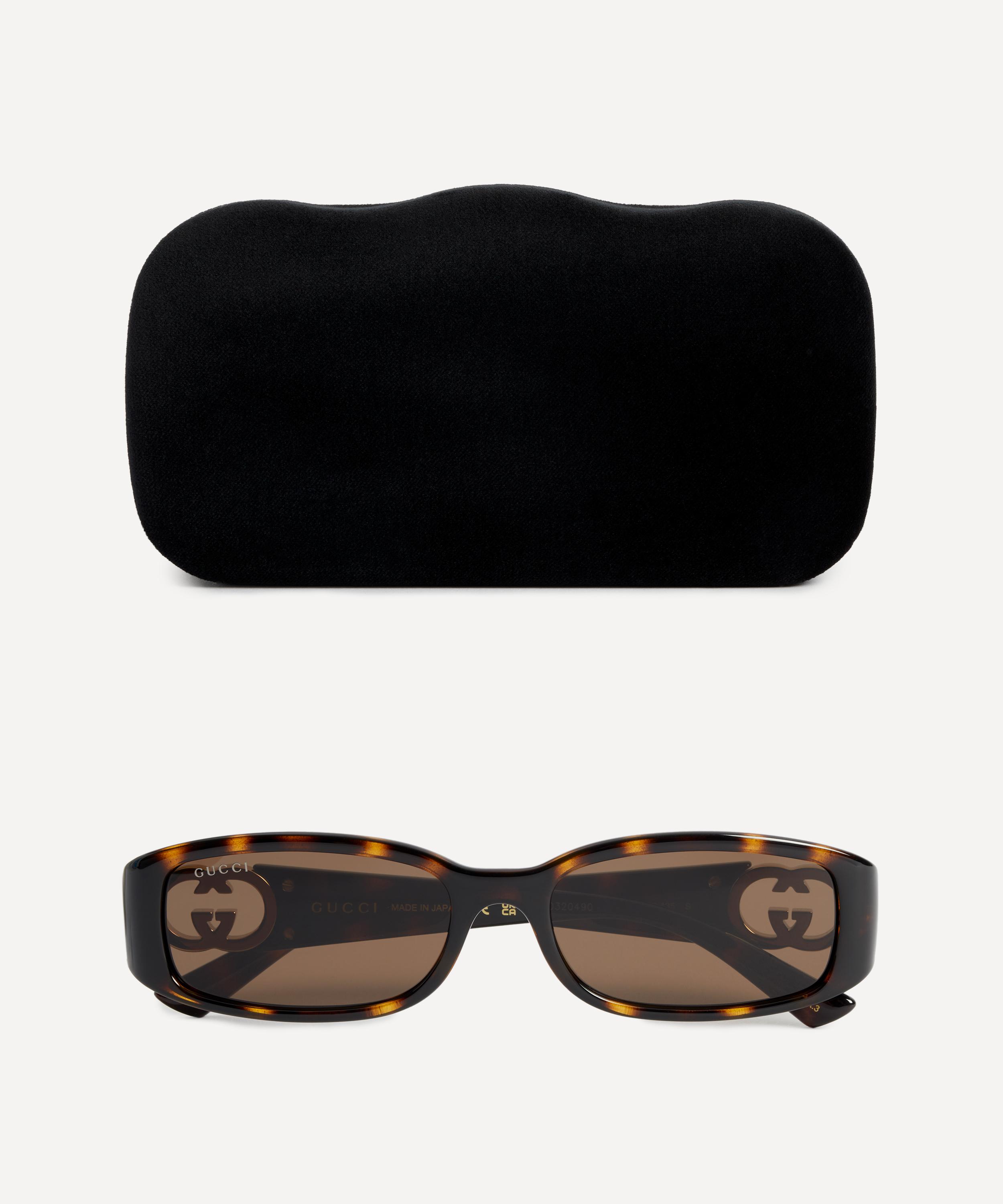 Gucci - Rectangular Dark Tortoiseshell Logo Injection Sunglasses image number 3