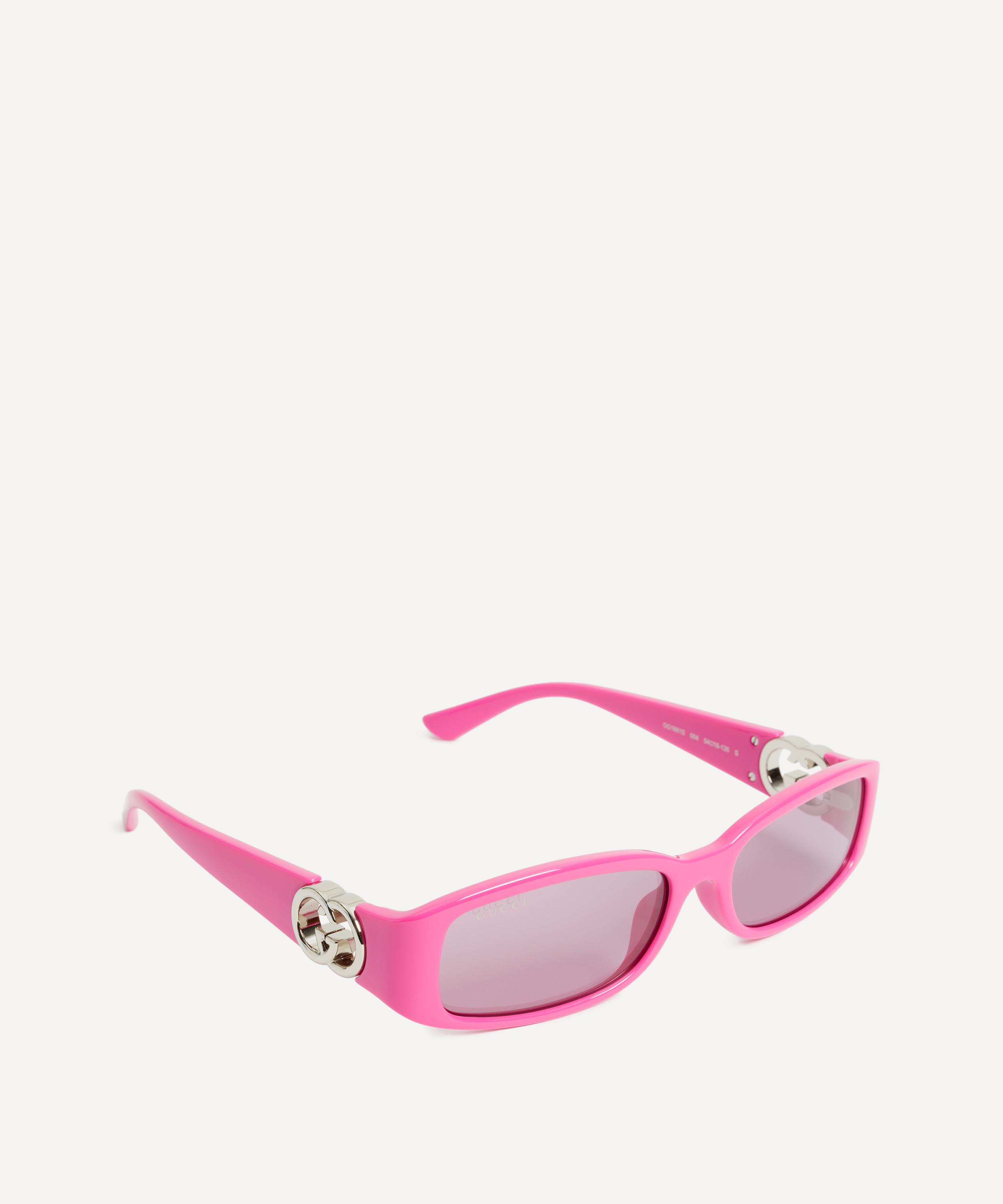 Gucci - Rectangular Fuchsia Logo Injection Sunglasses image number 1