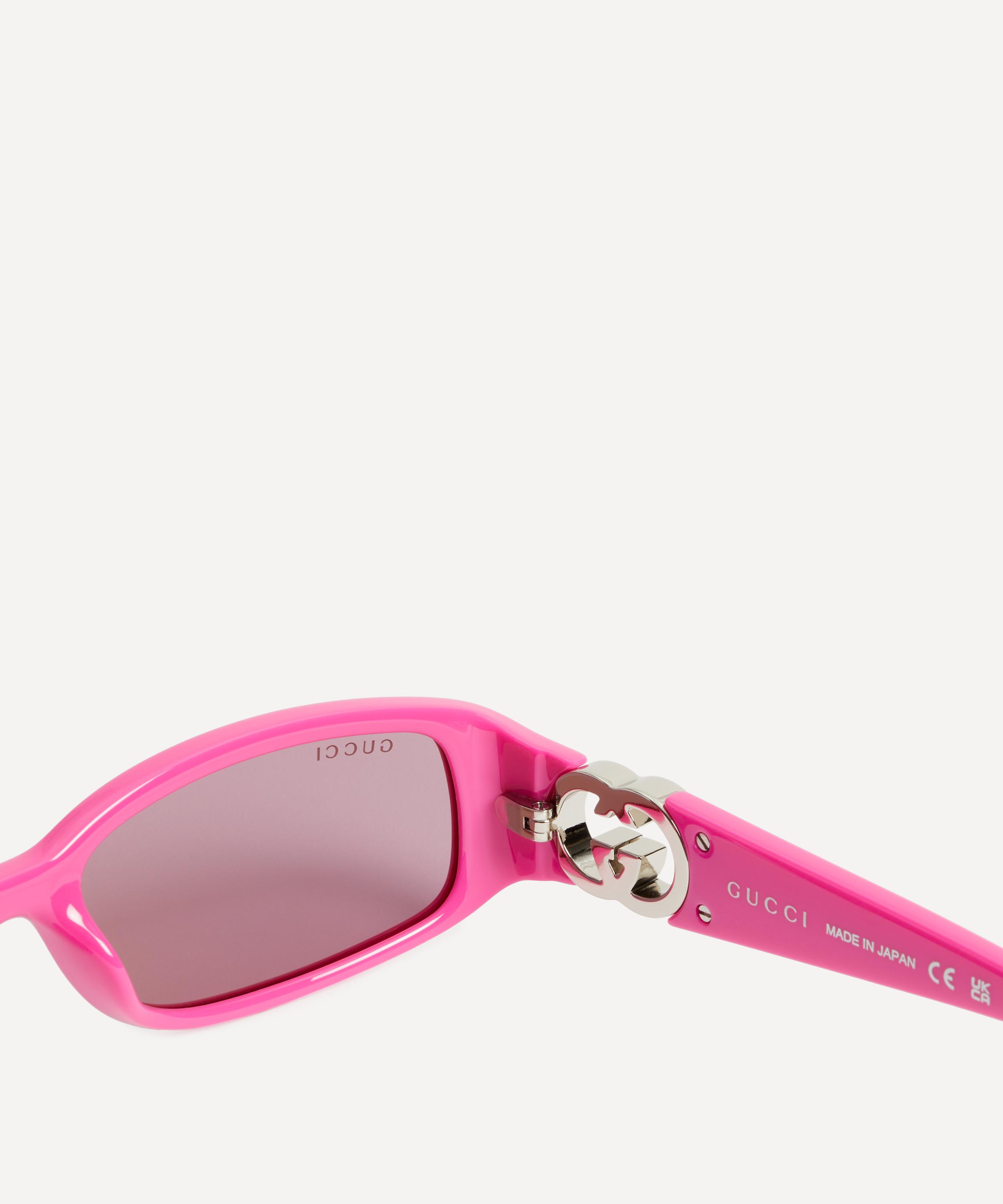 Gucci - Rectangular Fuchsia Logo Injection Sunglasses image number 2