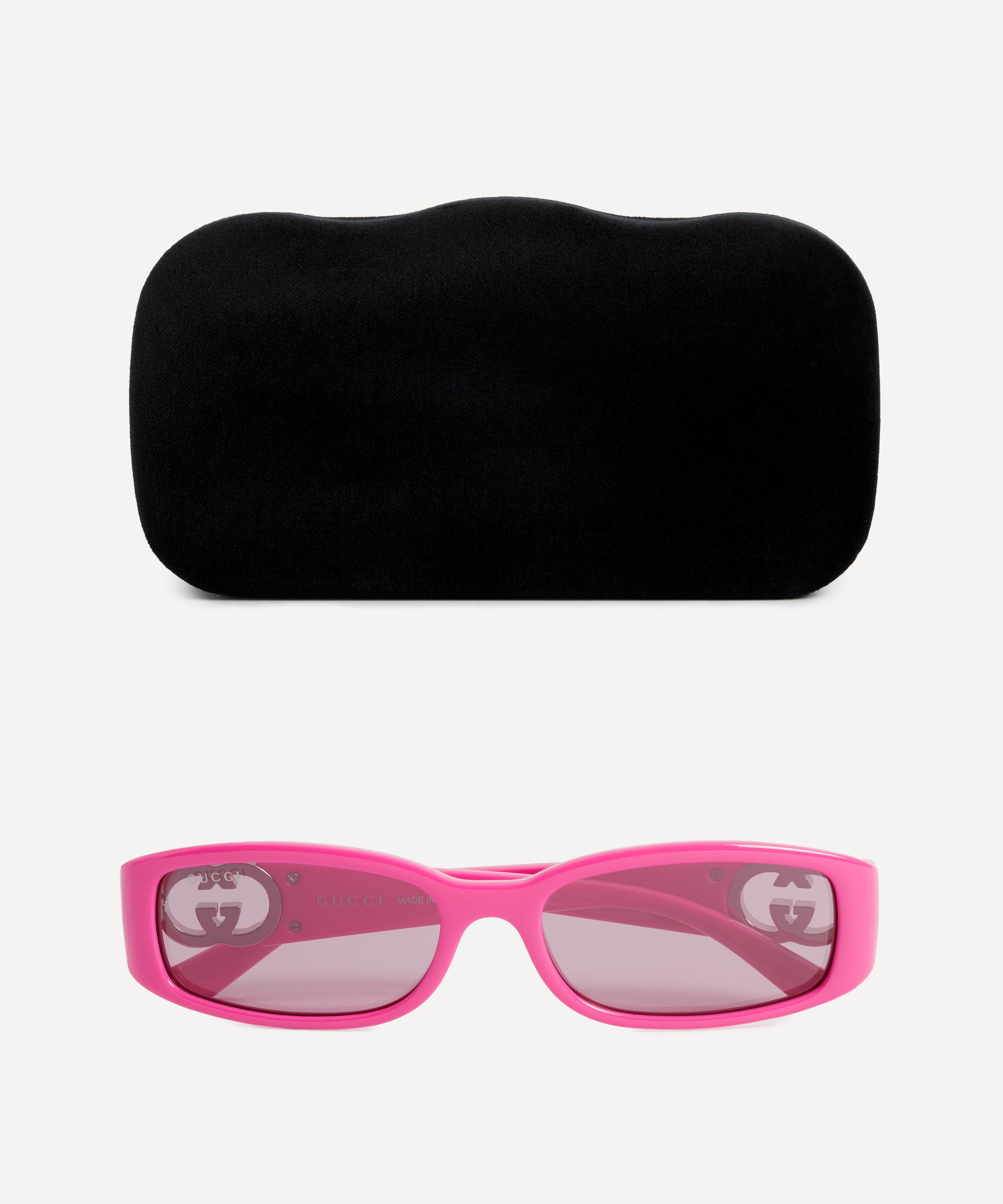 Gucci - Rectangular Fuchsia Logo Injection Sunglasses image number 3