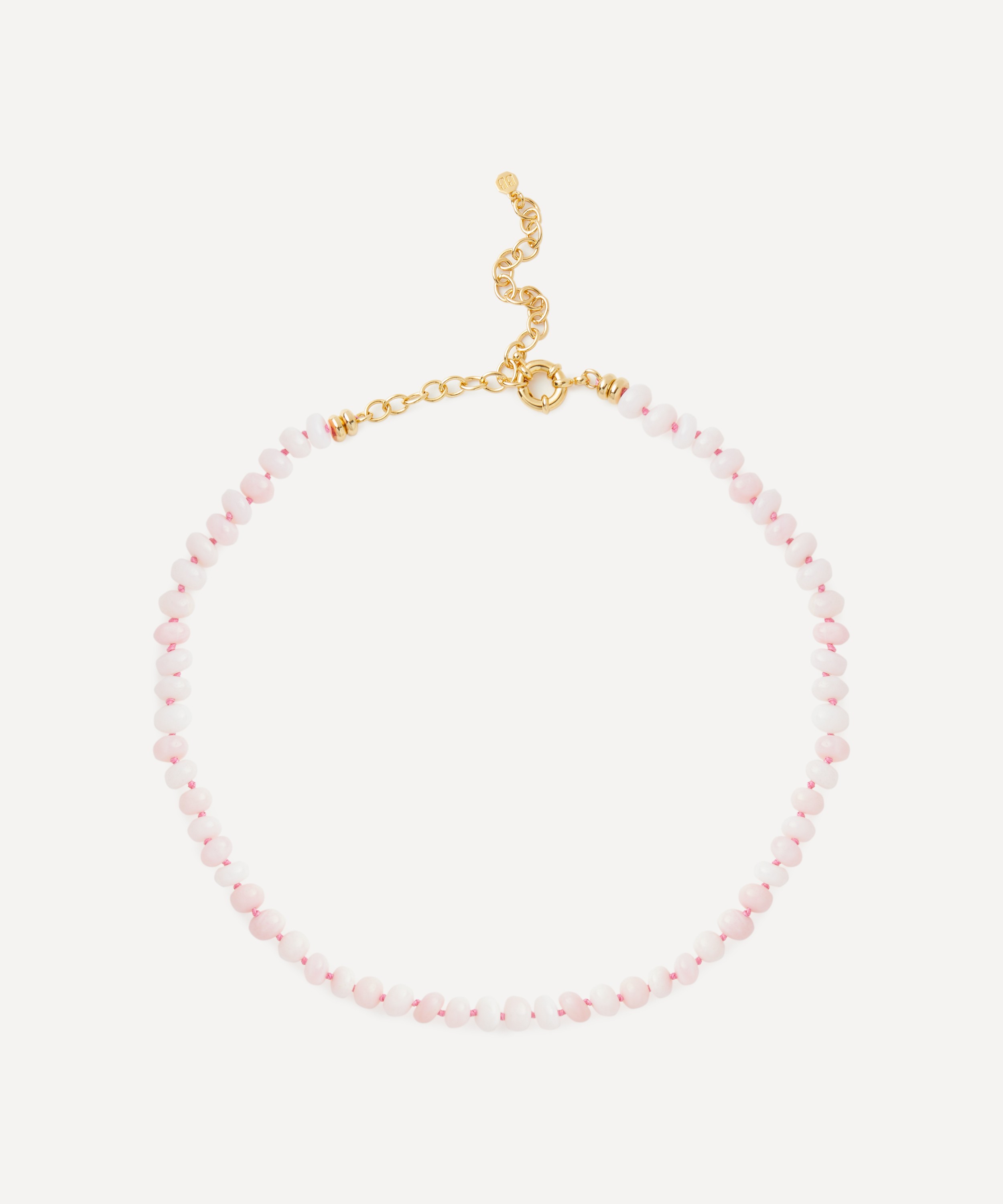 Bon Bon Jewellery Club - 14ct Gold-Plated Vermeil Silver Marshmallow Pink Opal Bead Necklace image number 0