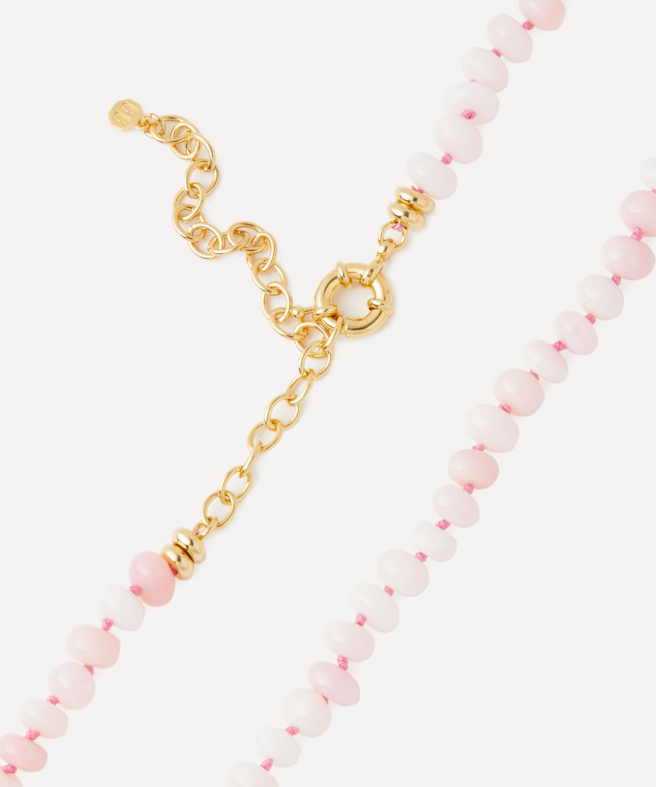 Bon Bon Jewellery Club - 14ct Gold-Plated Vermeil Silver Marshmallow Pink Opal Bead Necklace image number 1