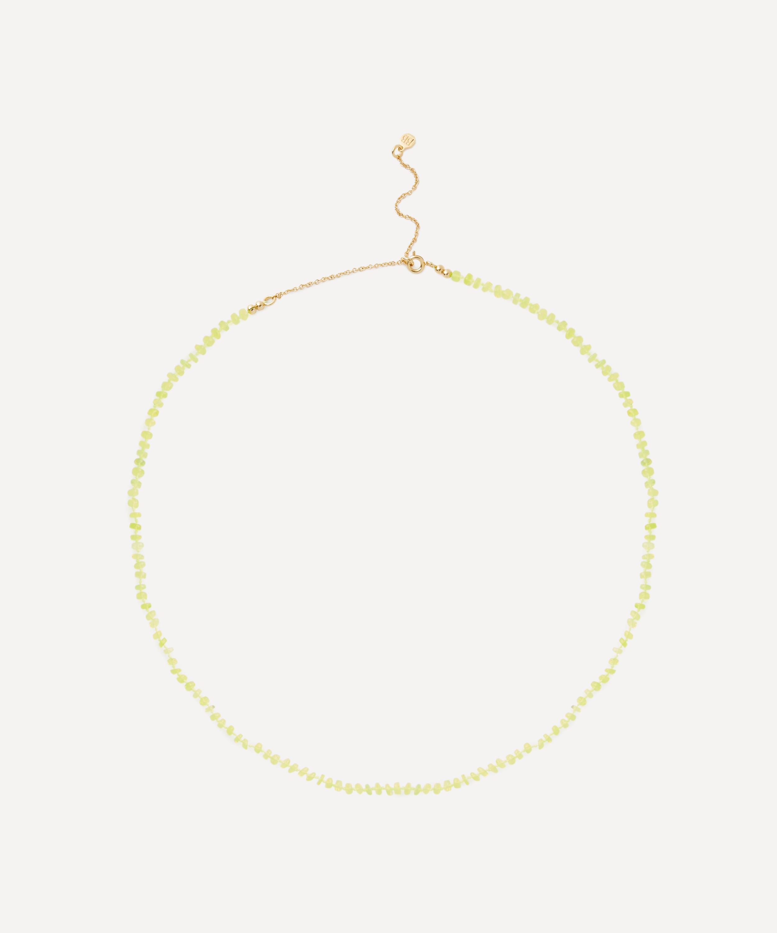 Bon Bon Jewellery Club - 14ct Gold-Plated Vermeil Silver Kiwi Green Ethiopian Opal Bead Necklace image number 0