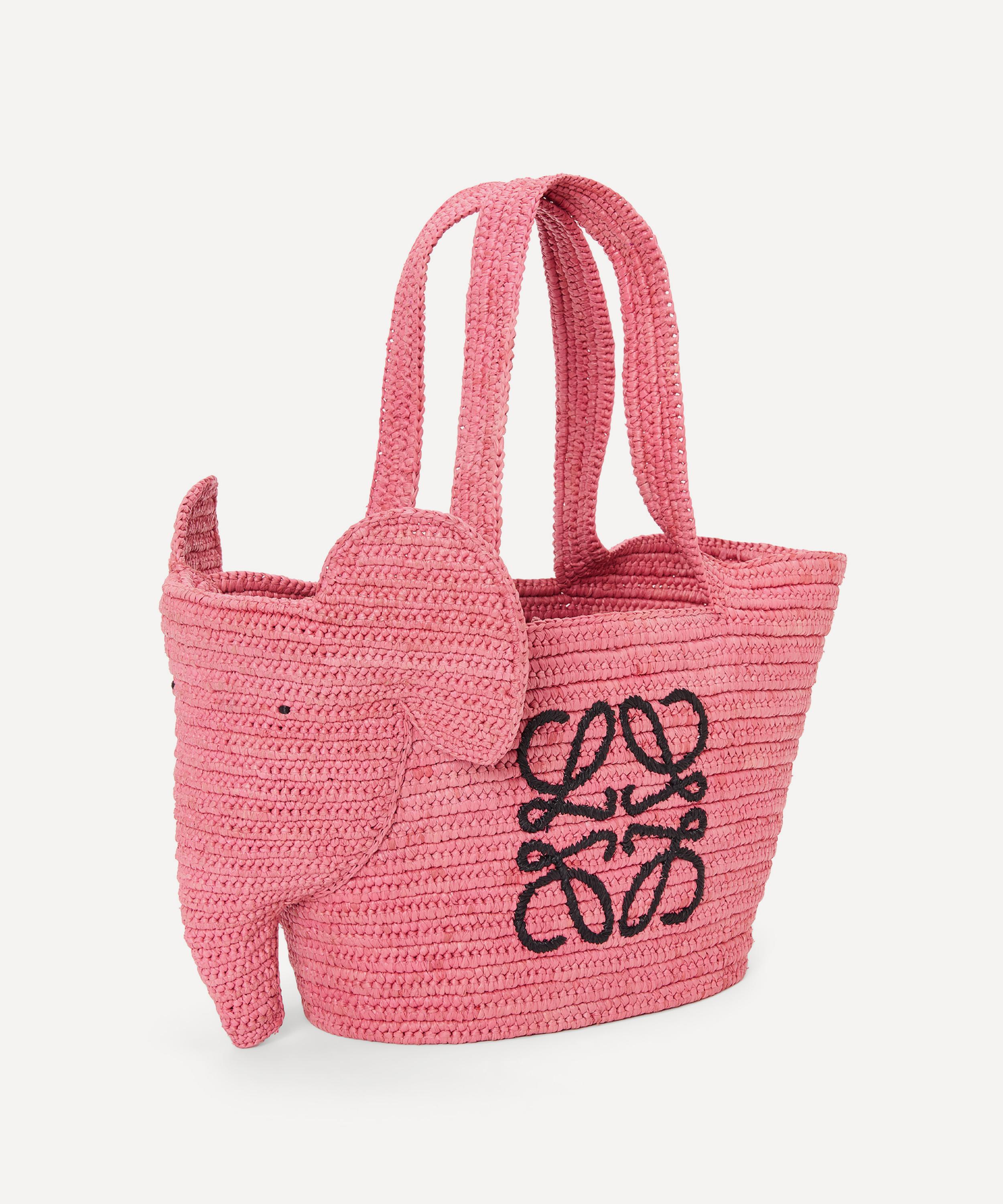 Loewe - Small Elephant Raffia Basket Bag image number 1