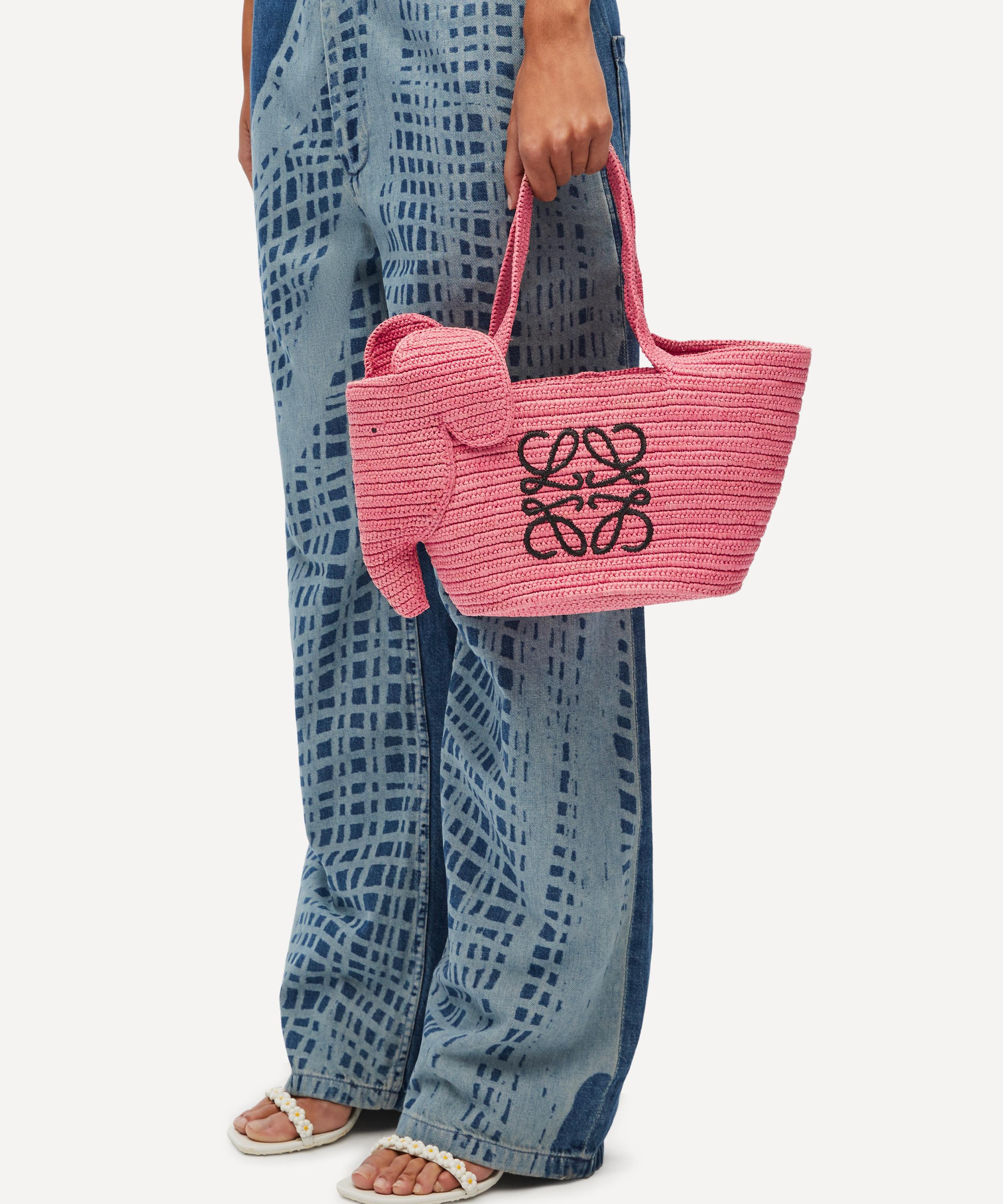 Loewe - Small Elephant Raffia Basket Bag image number 4